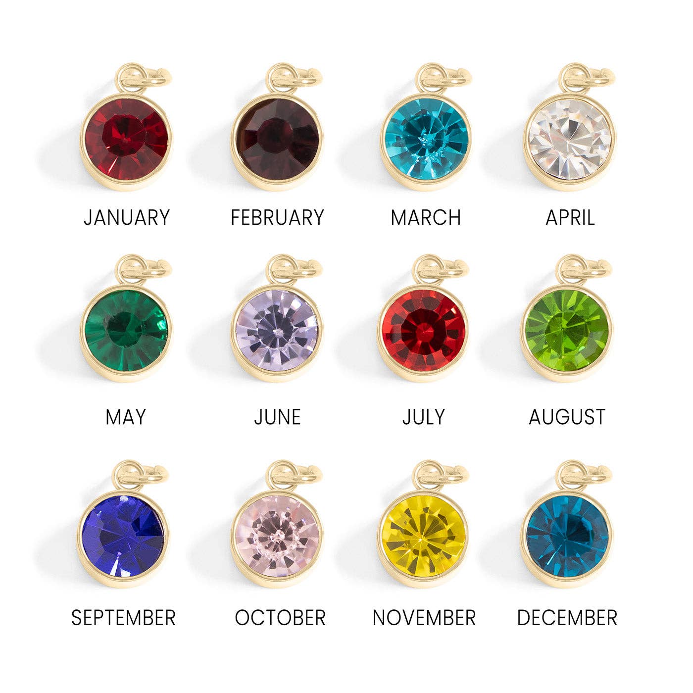 18K Gold PVD Round Birthstone Charm (8mm)