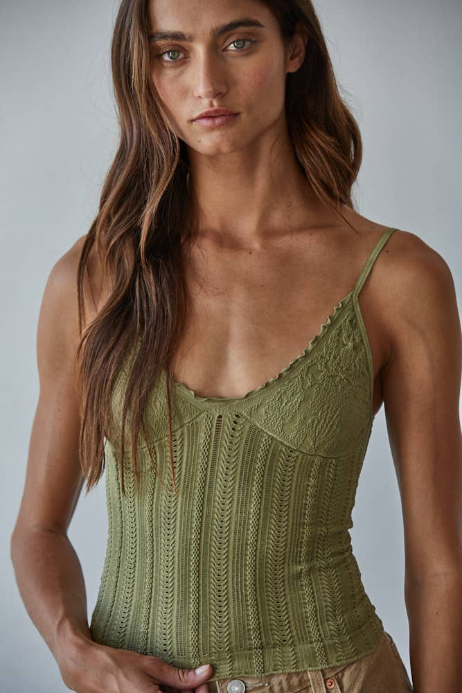 Knit Seamless Nylon Spandex Jacquard Pattern Top - By Together