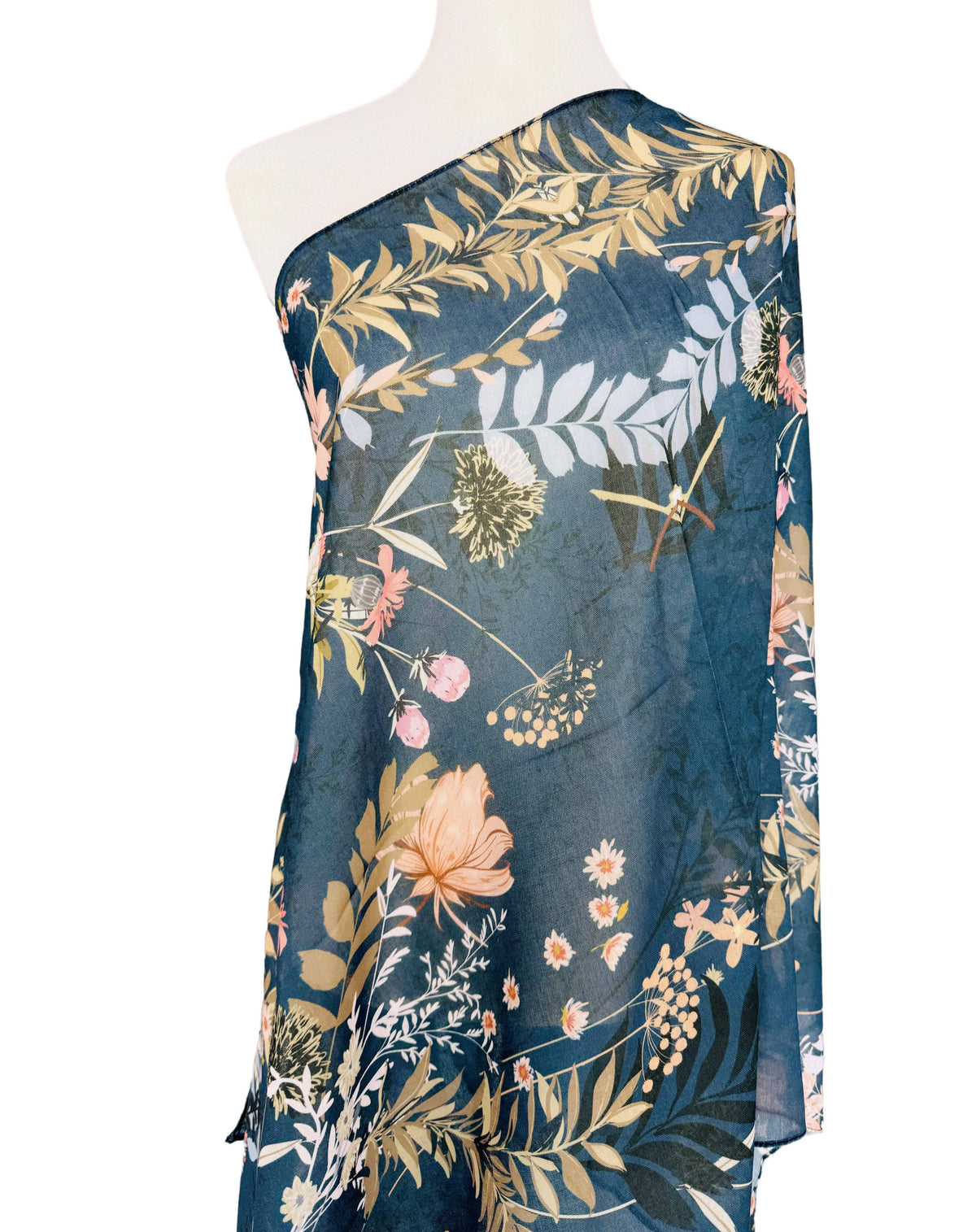 JC Sunny Fashion - JC071153 Teal-Pink Floral Scarf