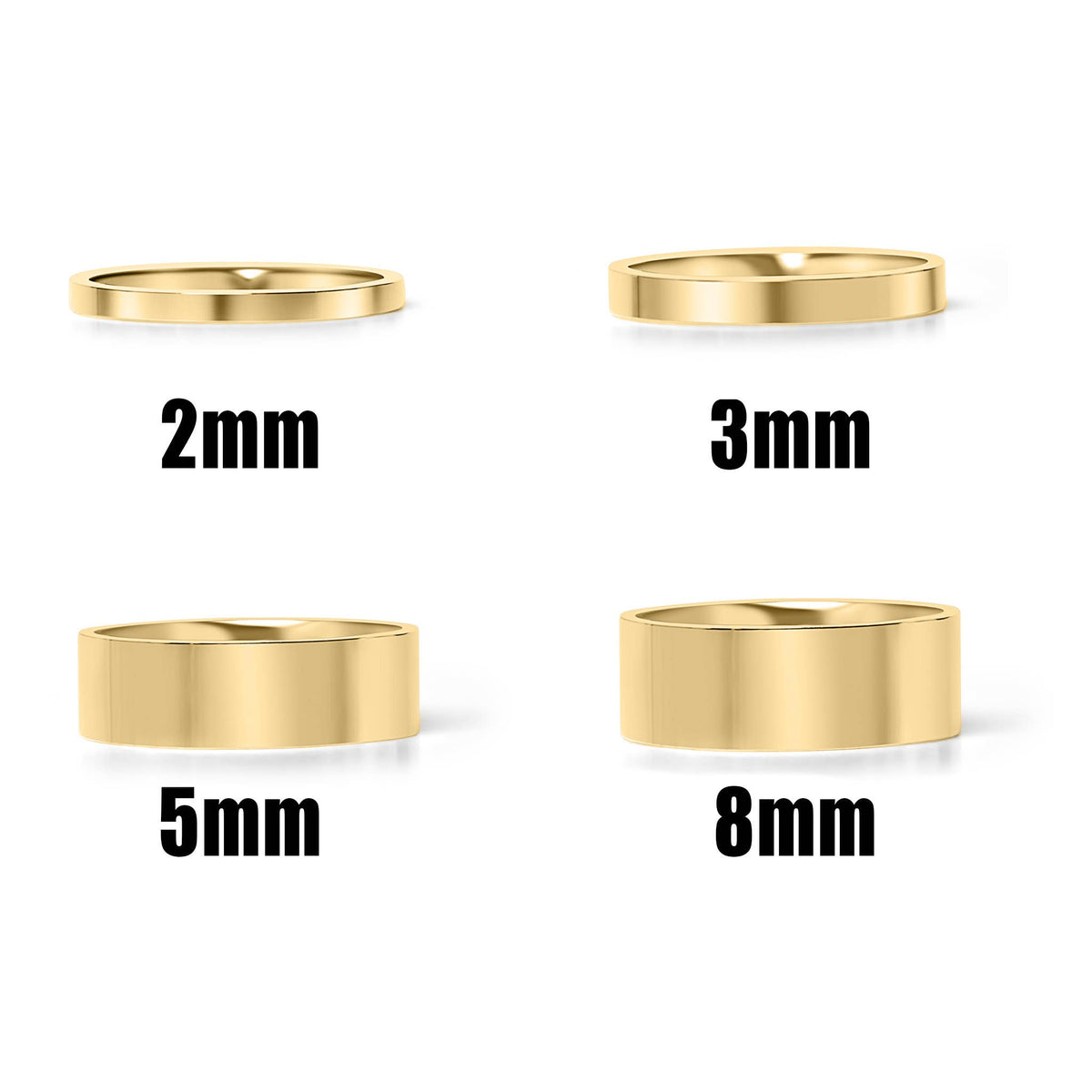 18K Gold Stainless Steel Blank Flat Band Ring - WJW
