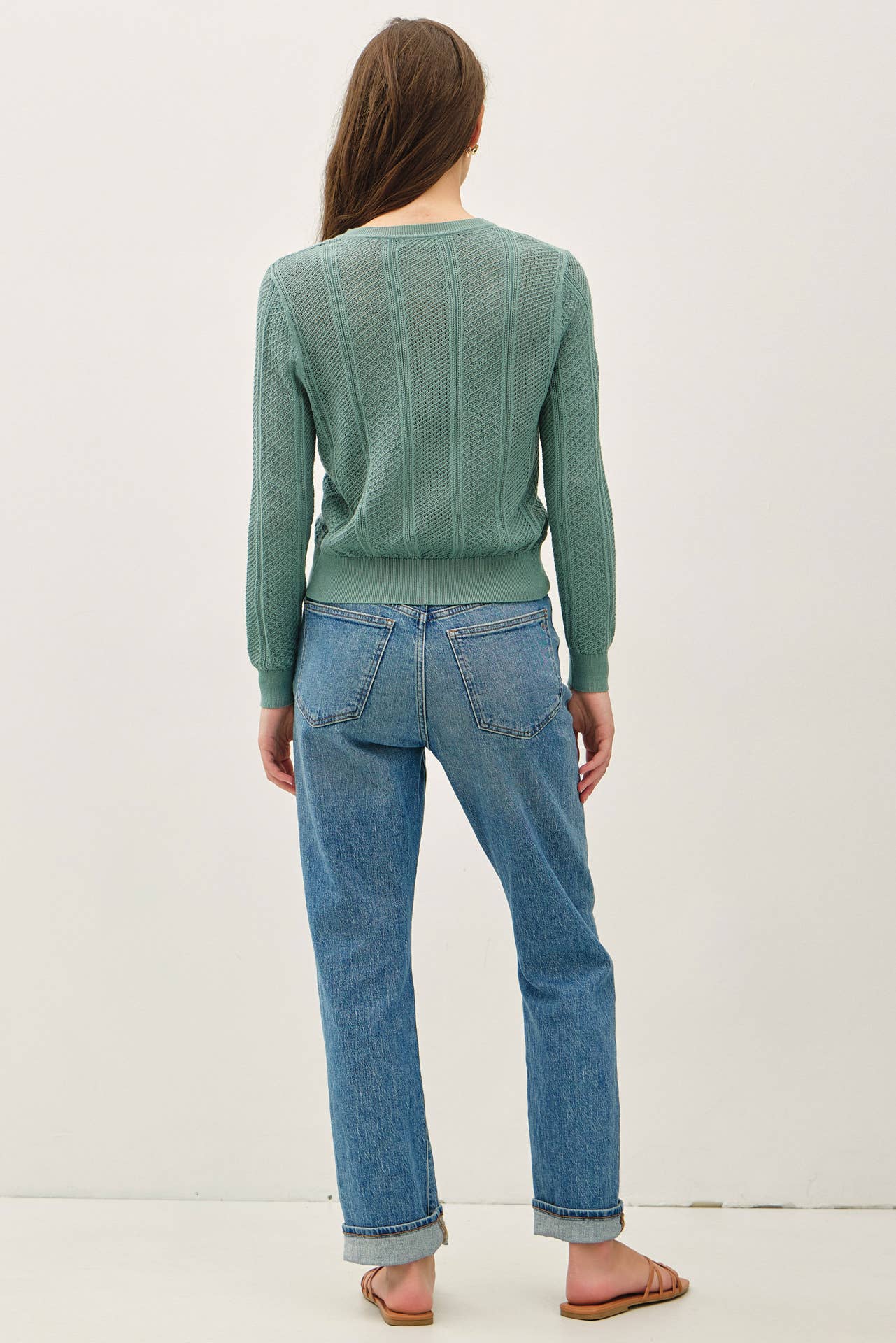 Be Cool - POINTELLE CROPPED SLIM CARDIGAN