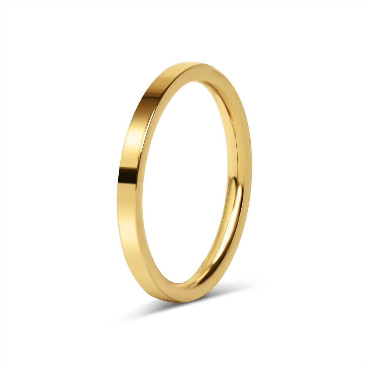 18K Gold Stainless Steel Blank Flat Band Ring - WJW