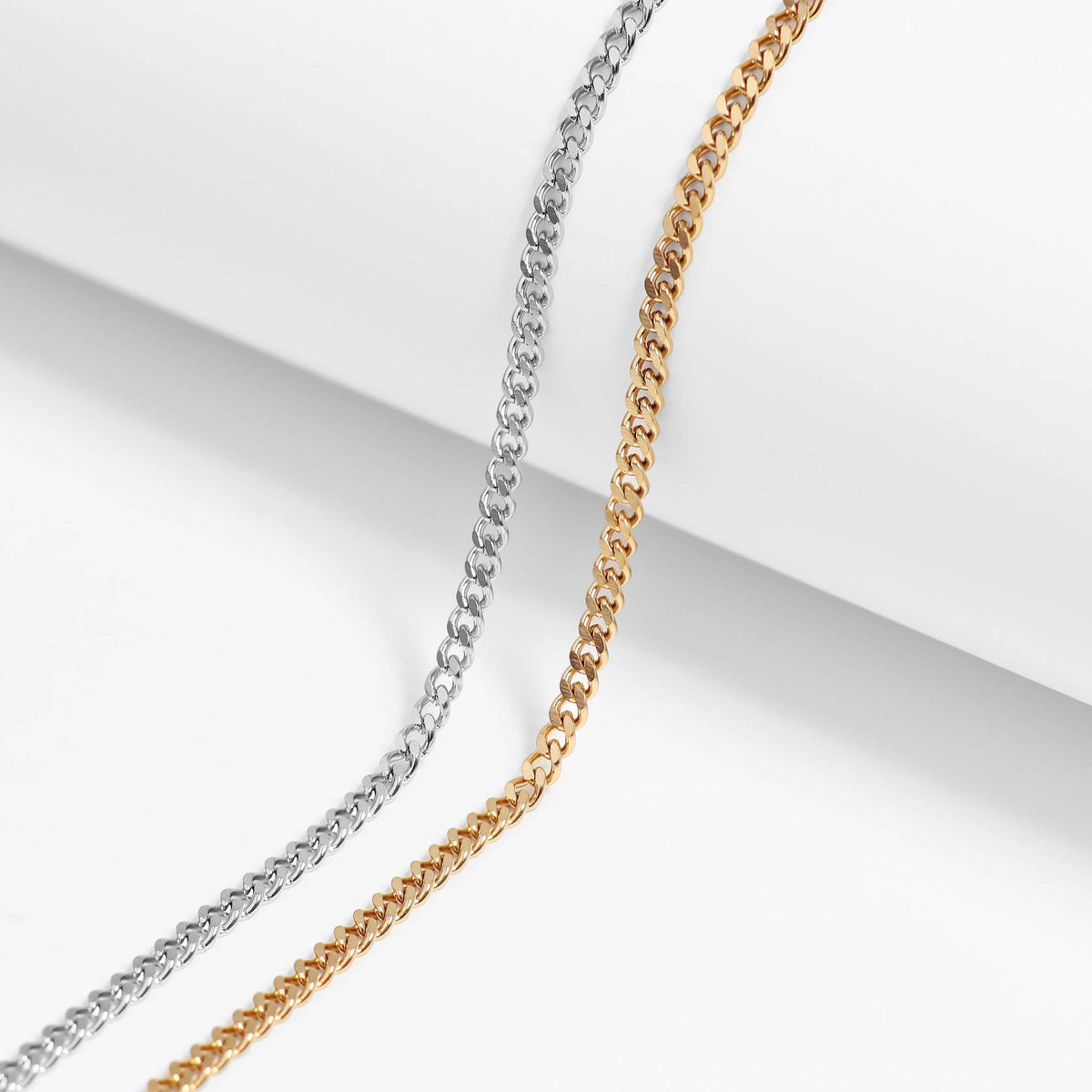 18K Gold PVD Stainless Steel Curb Chain Necklace - WJW