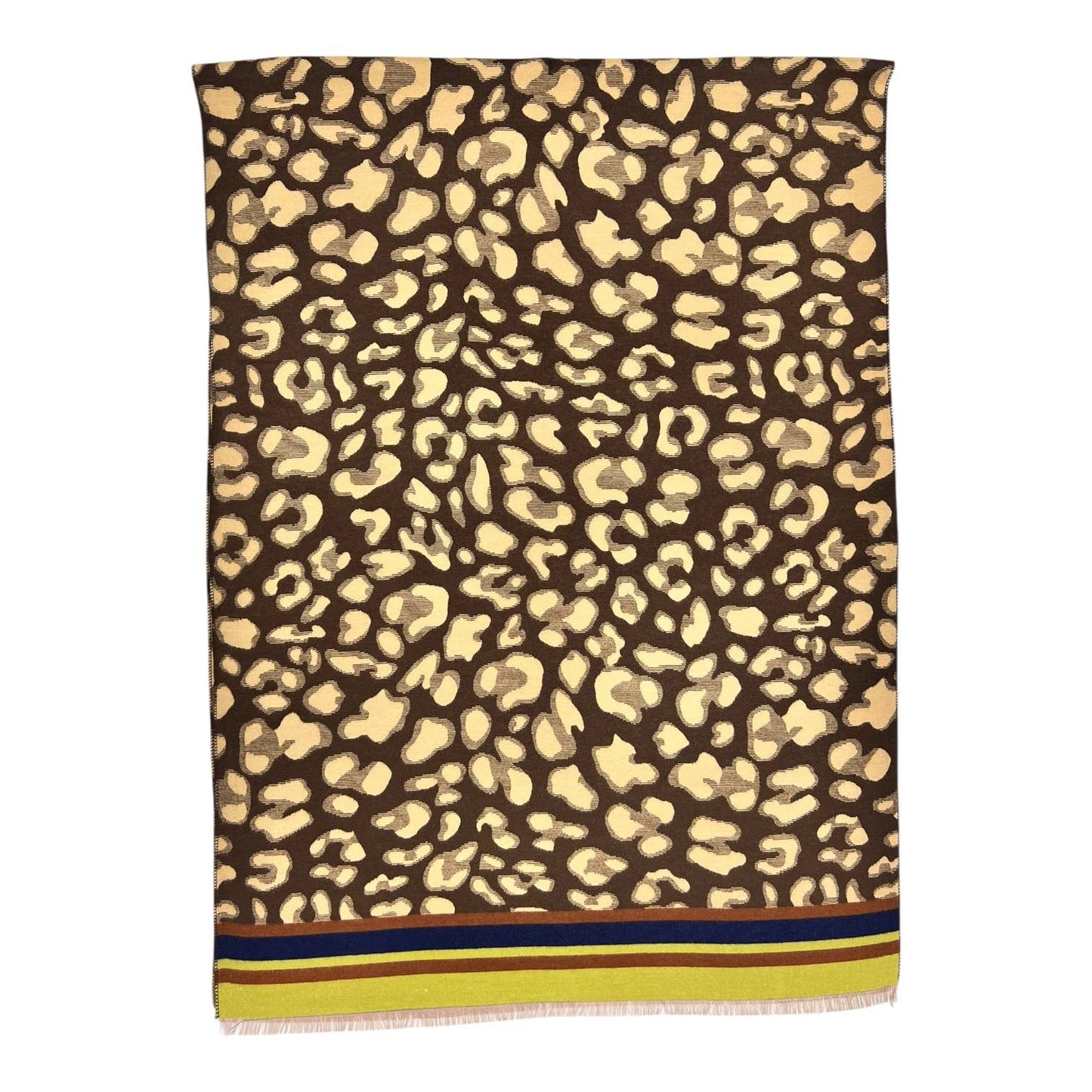 London Scarves - Leopard print with colouful border cashmere blend