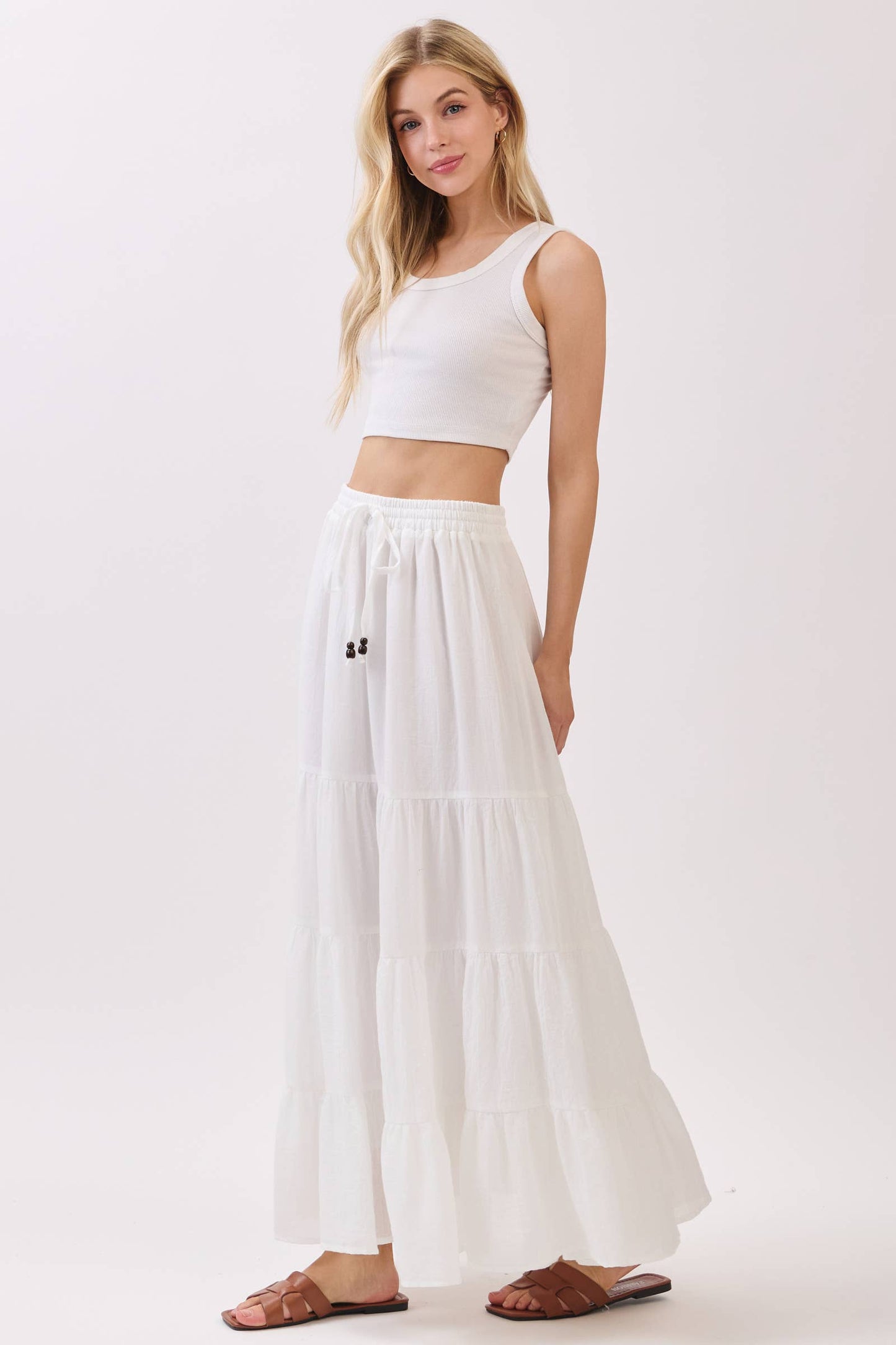 Tiered Coconut Tie Detail Maxi Skirt - Final Touch