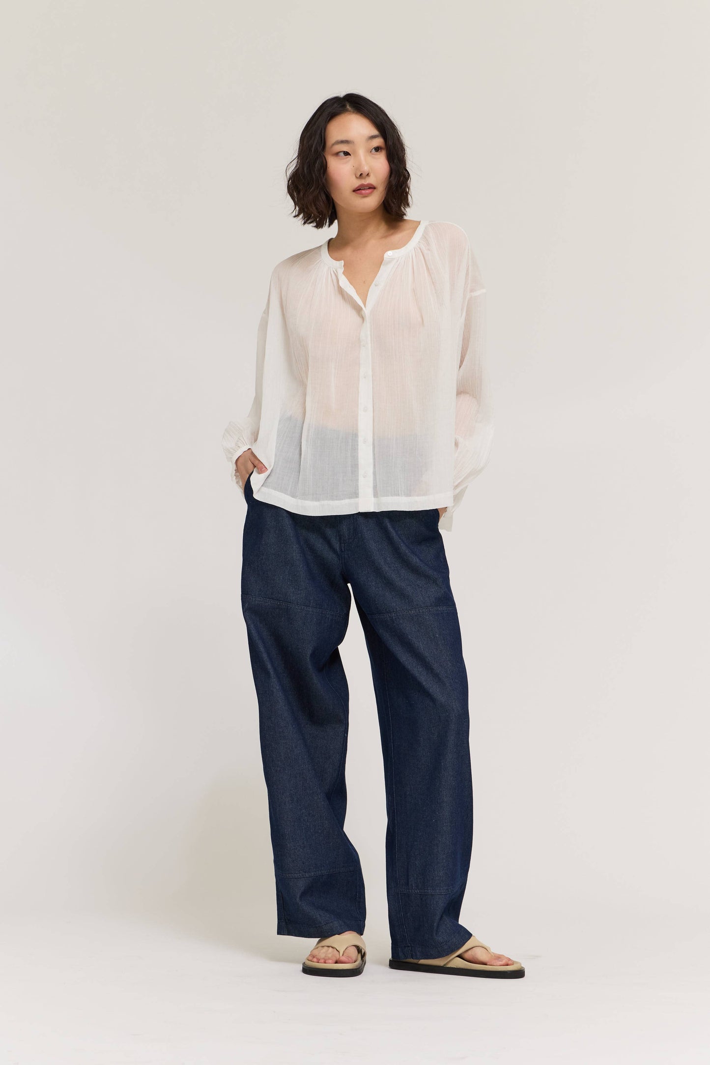 Grade & Gather - 50727AD - HIGH RISE BALLON FIT DENIM PANTS