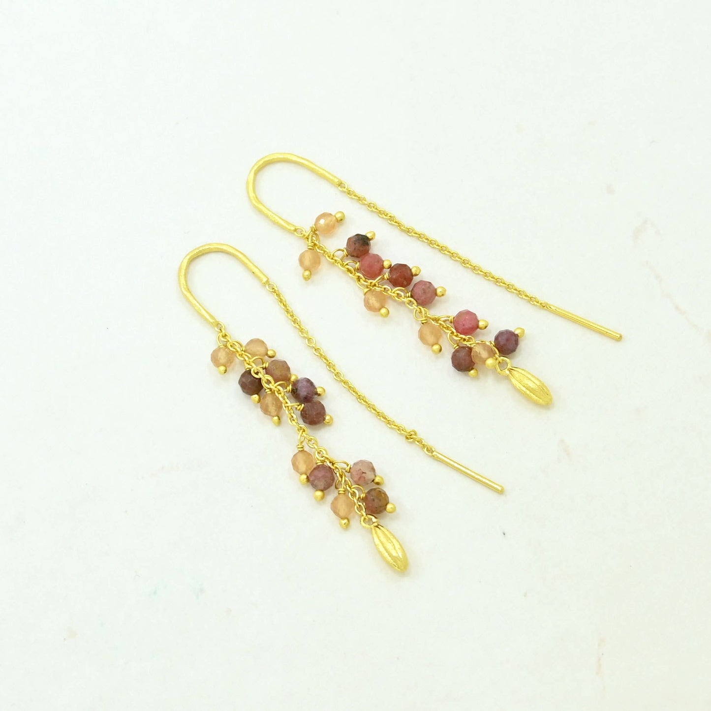Schmuckoo x Noyre Berlin - Terra Earring Gold Plated - Peach Moonstone & Strawberry Qz.
