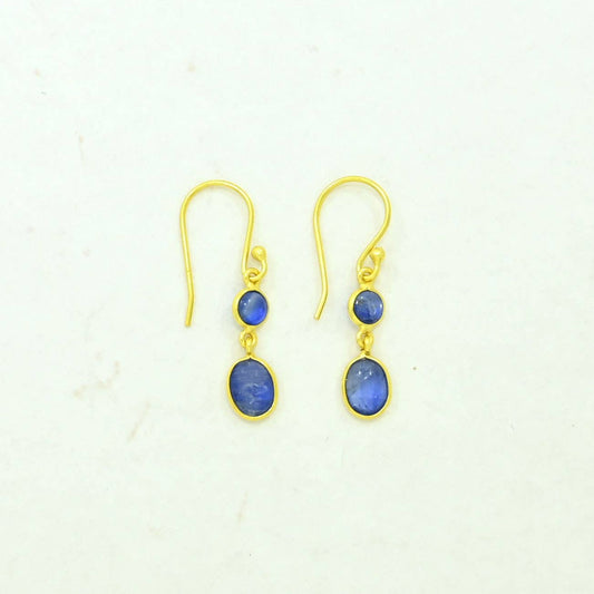 Schmuckoo Berlin - Elin Earring Gold Plated Silver - Natural Blue Kyanite