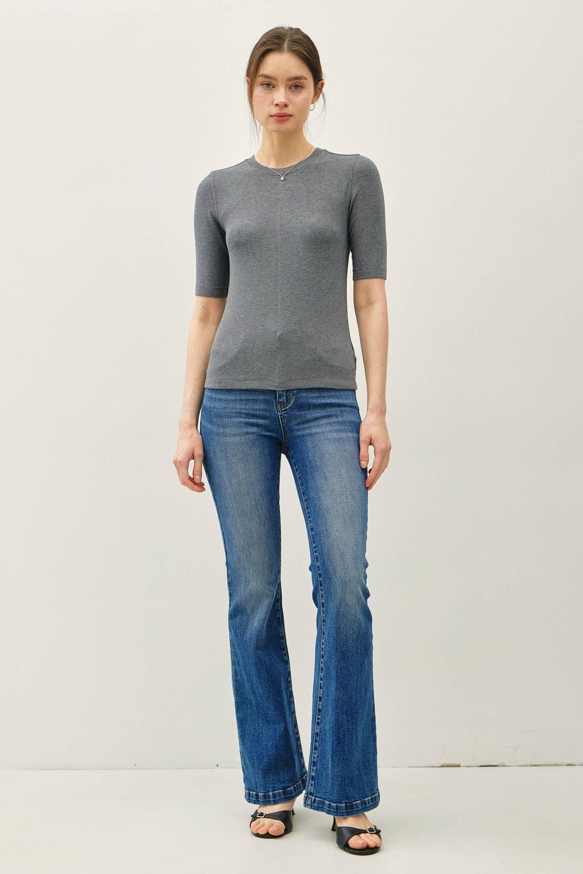 Be Cool - [NEW COLOR]MODAL CLASSIC RIBBED CREWNECK SHORT SLEEVE TOP