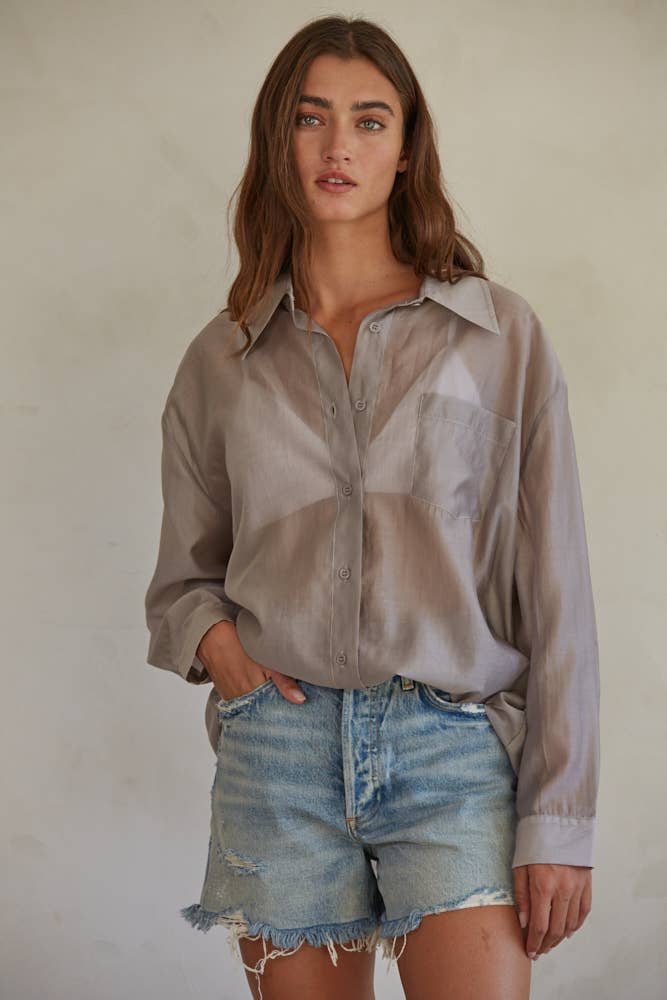 By Together - L6989 | Button Down Collar Neck Shirt Top