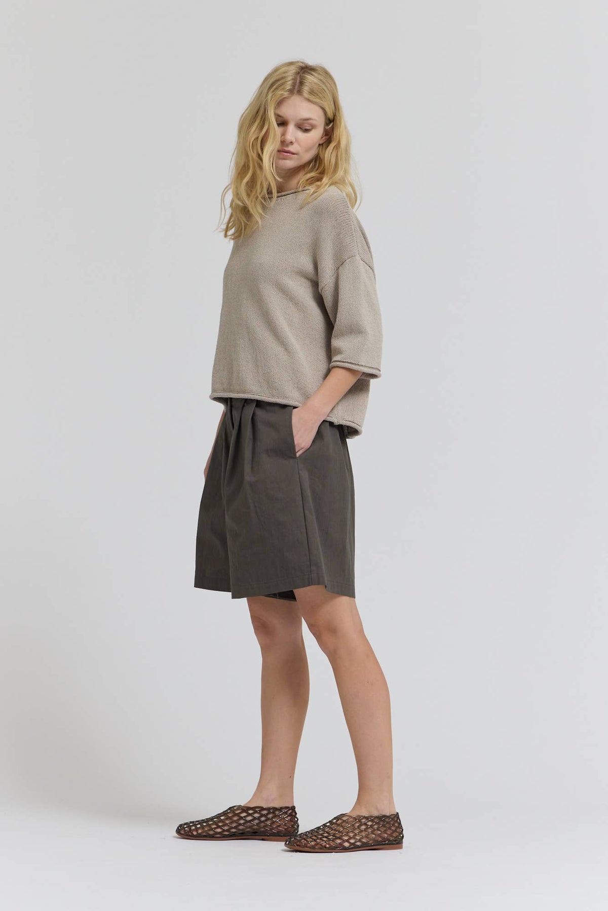 Grade & Gather - 42221 - ROLLED EDGE LOOSE FIT SWEATER TOP