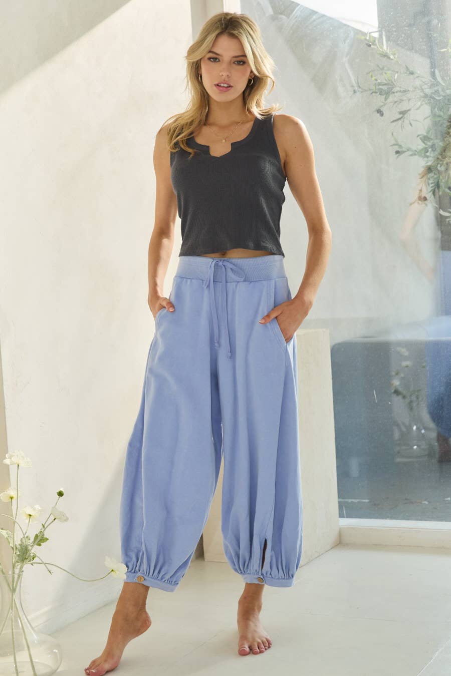 Oddi - Acid Washed Capri Length Bubble Pants