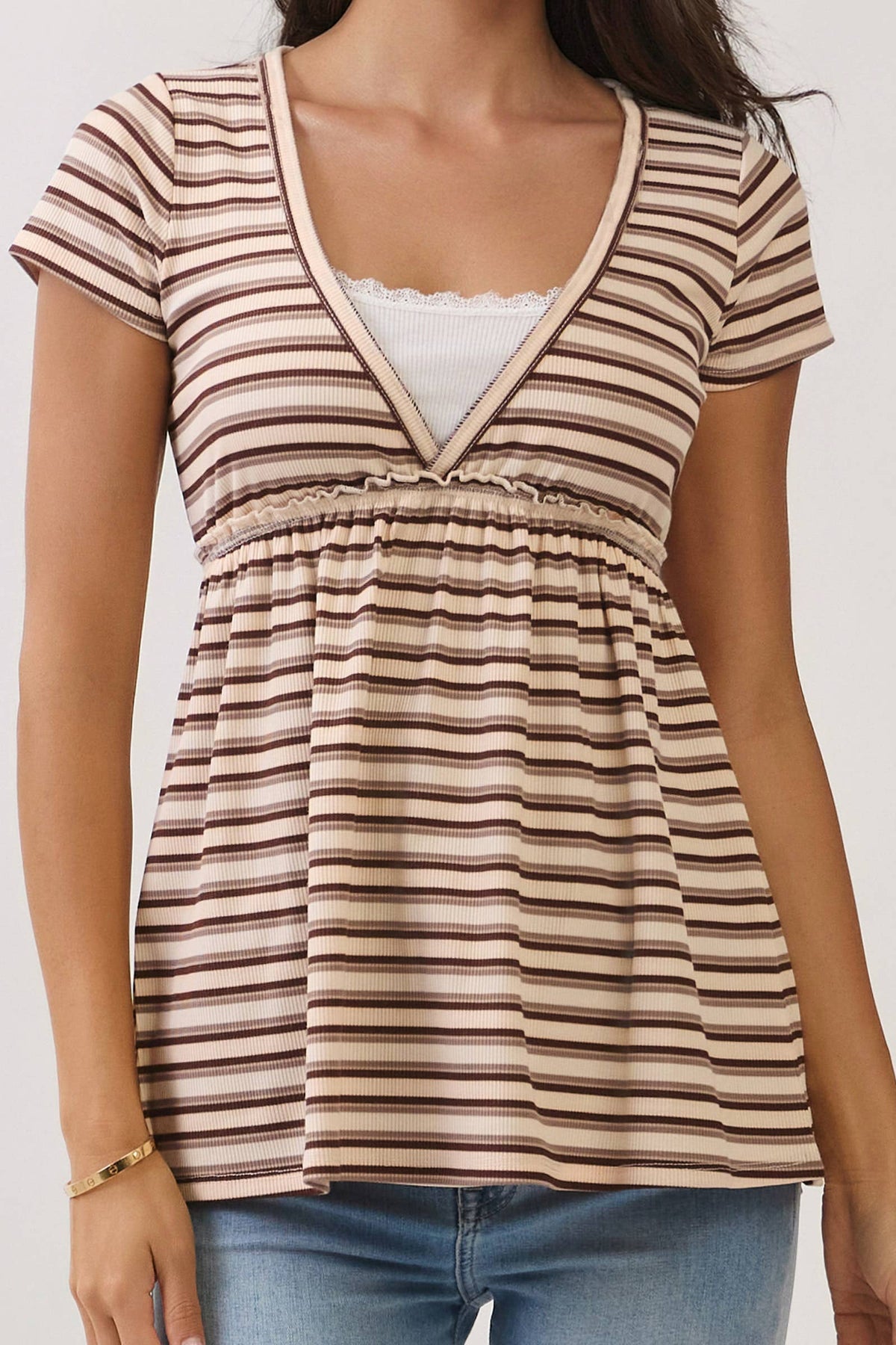 SURPLUS EMPIRE BABYDOLL SHORT SLEEVE TOP - Heart & Hips