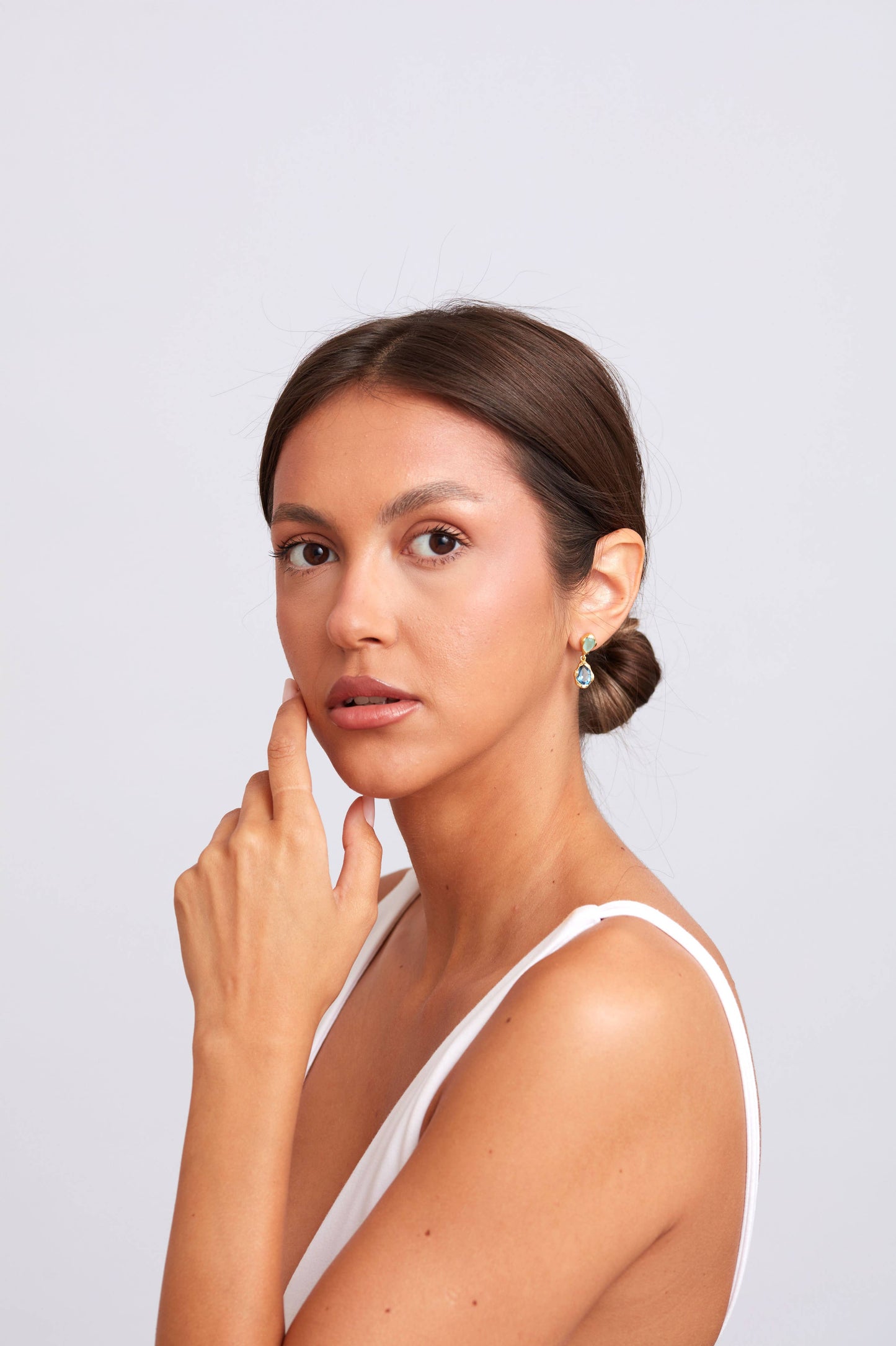 Schmuckoo x Noyre Berlin -  Aveline Earring Gold Plated - Blue Iolite & Aqua Chalcedony