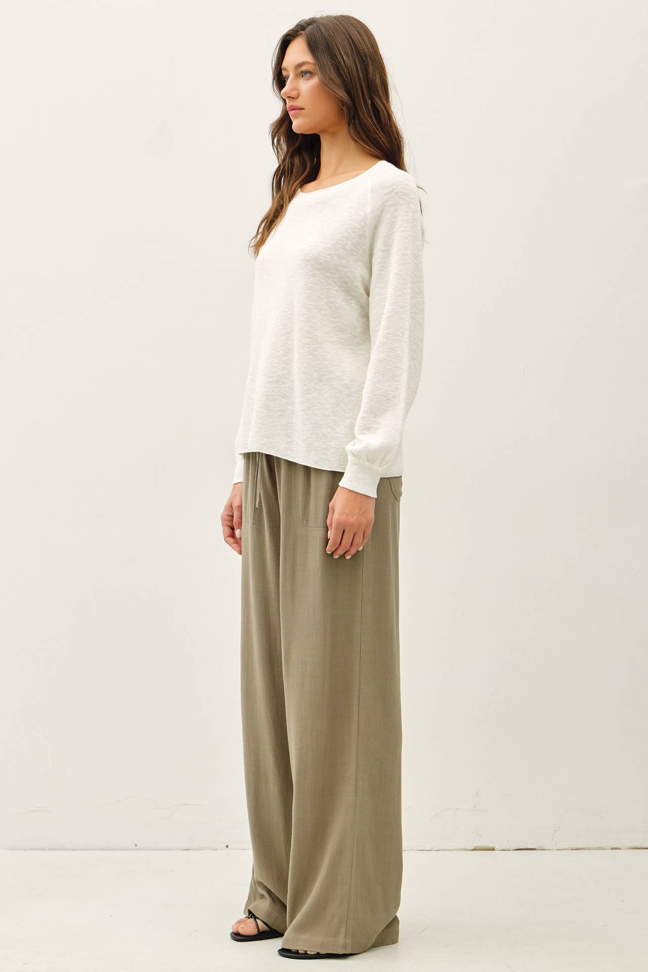 Be Cool - RAGLAN LONG SLEEVE PULLOVER SLUB YARN KNIT SWEATER