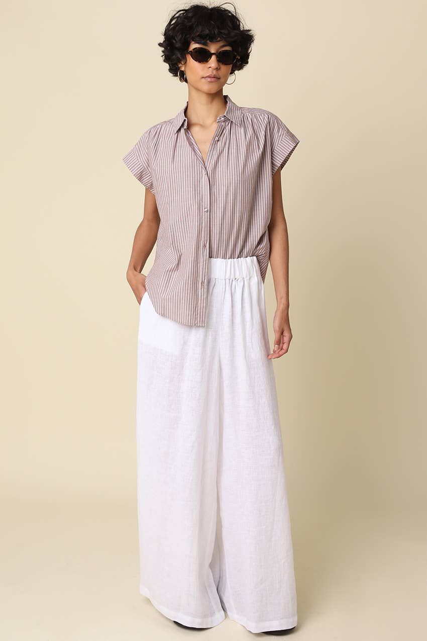 Jerri Linen Wide-Leg Pants - Olivaceous
