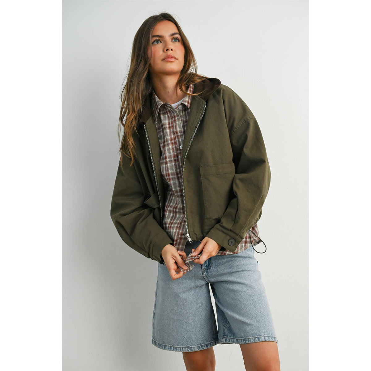 BUTTERMELON - Collared Zip-Up Drawstring Jacket - BMJ7825 – Elements ...