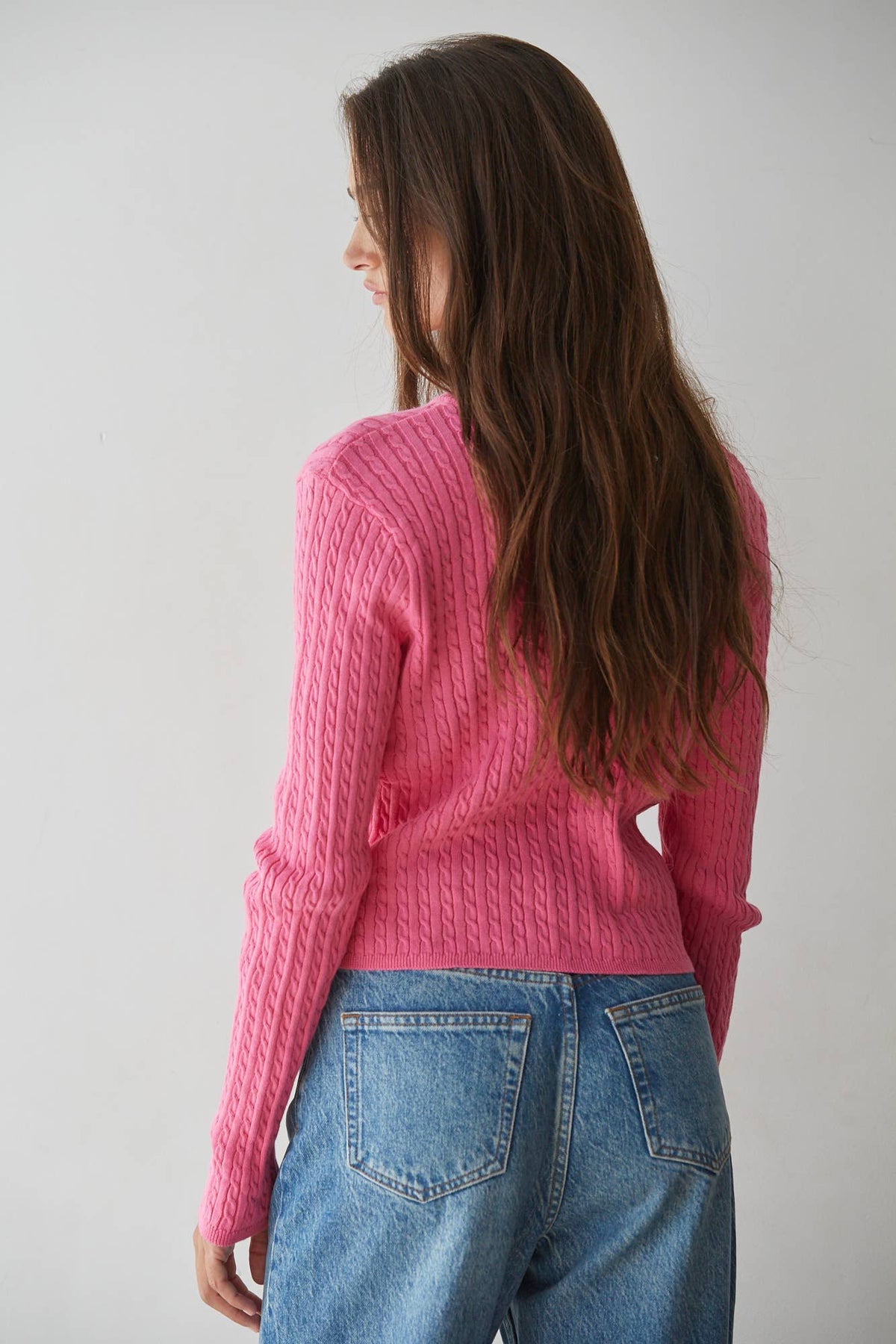 Knit Cable Sweater Cotton Button Down Cardigan Top - By Together