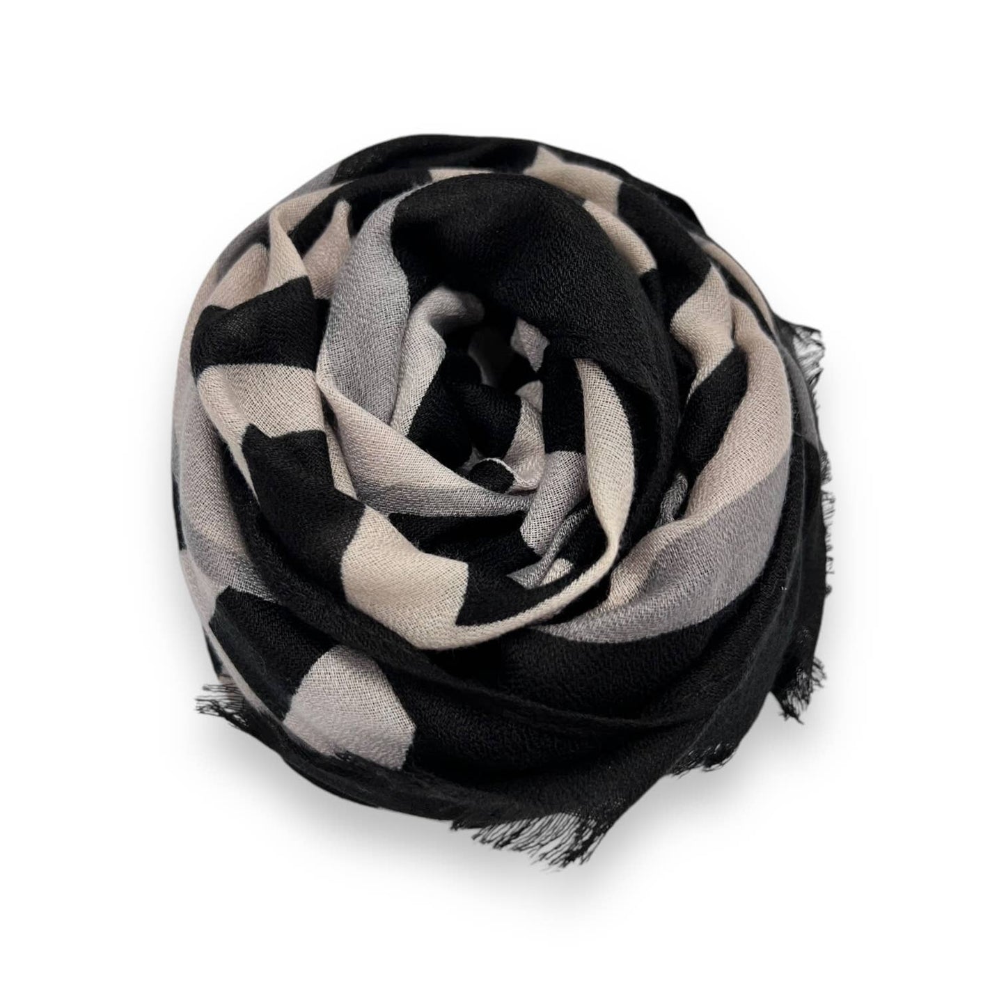 London Scarves - Classic big maze print scarf finished with fringes
