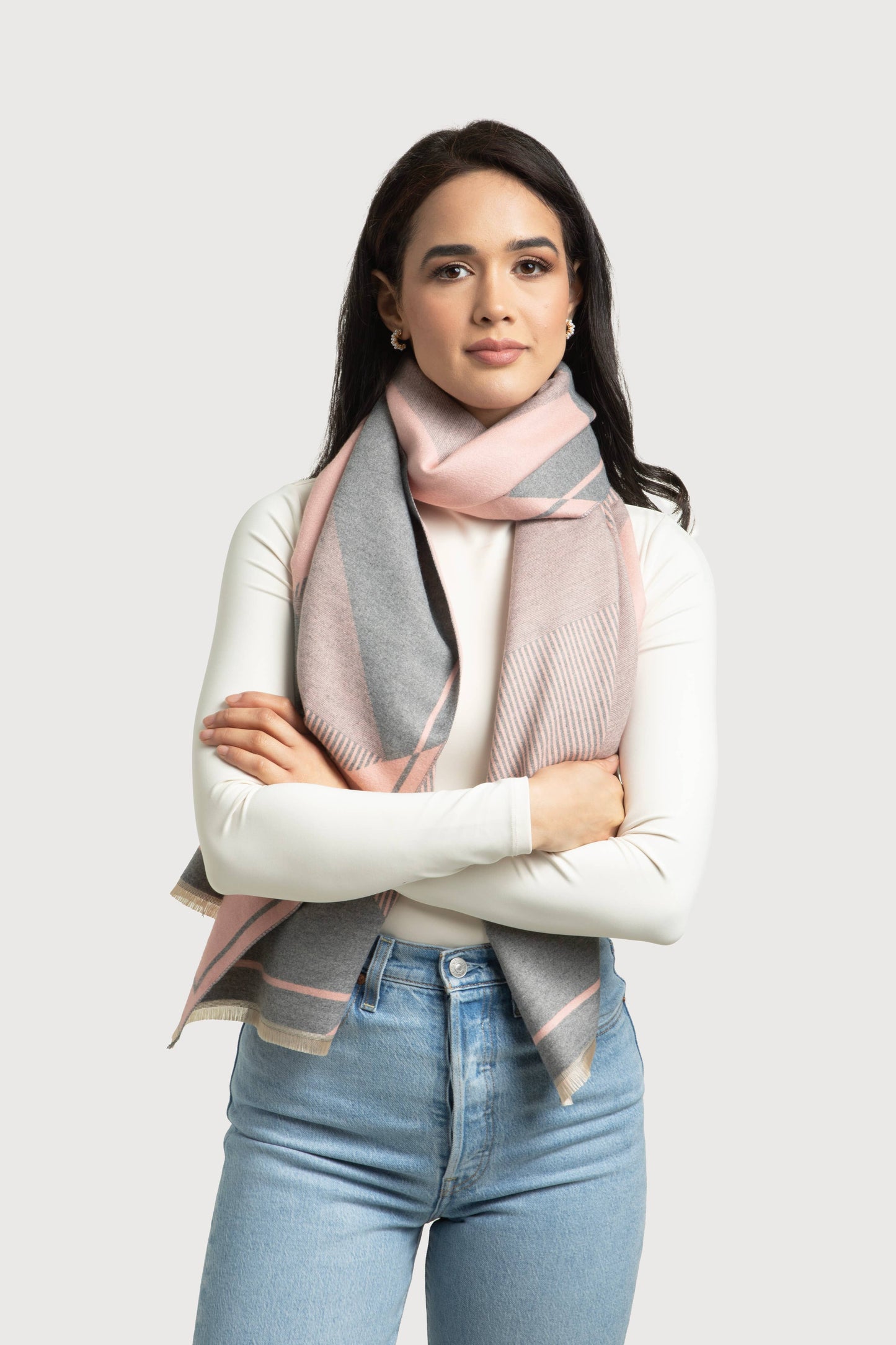 SAACHI - Geometric Striped Reversible Scarf