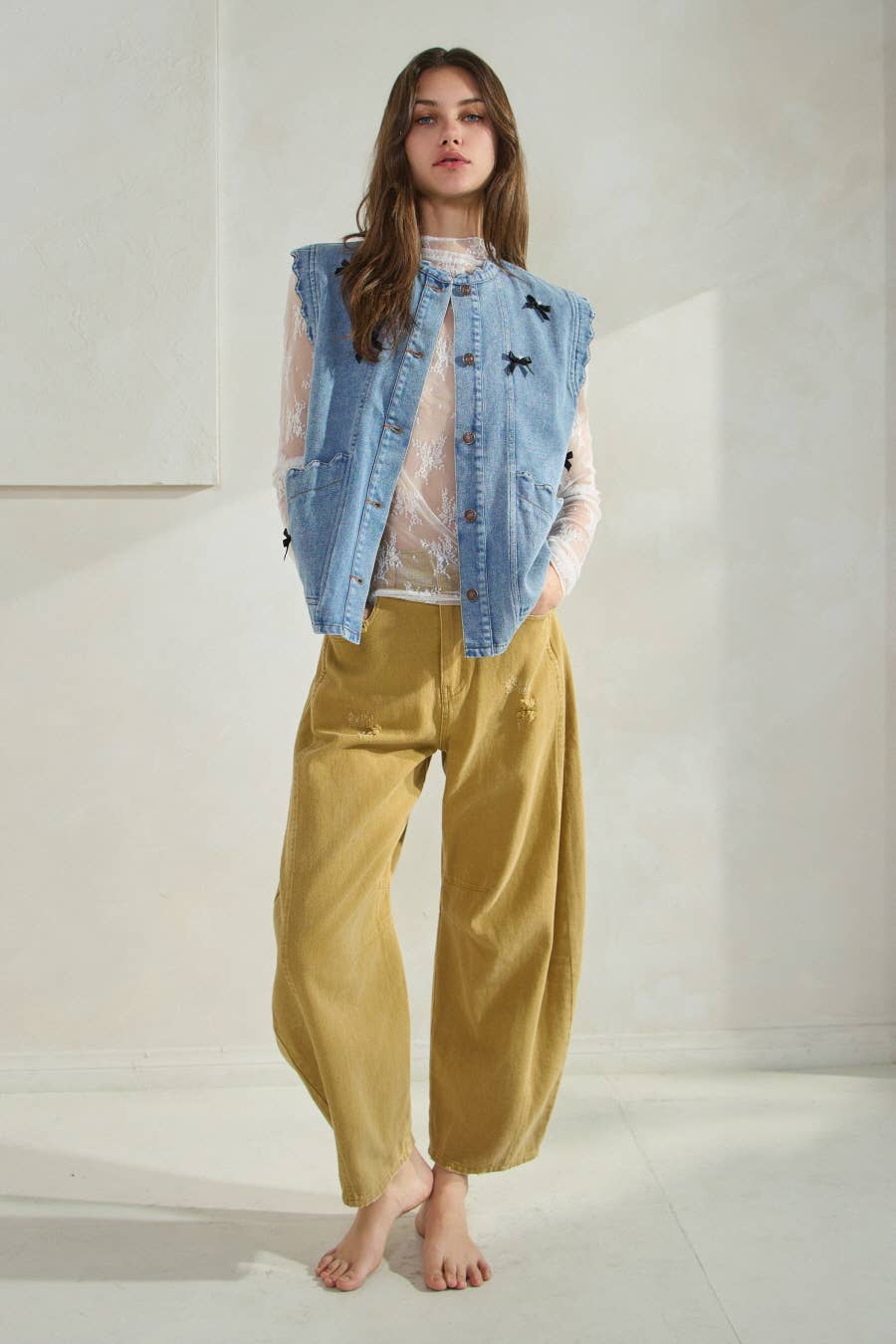 Oddi - Acid Washed Colored Barrel Denim Pants
