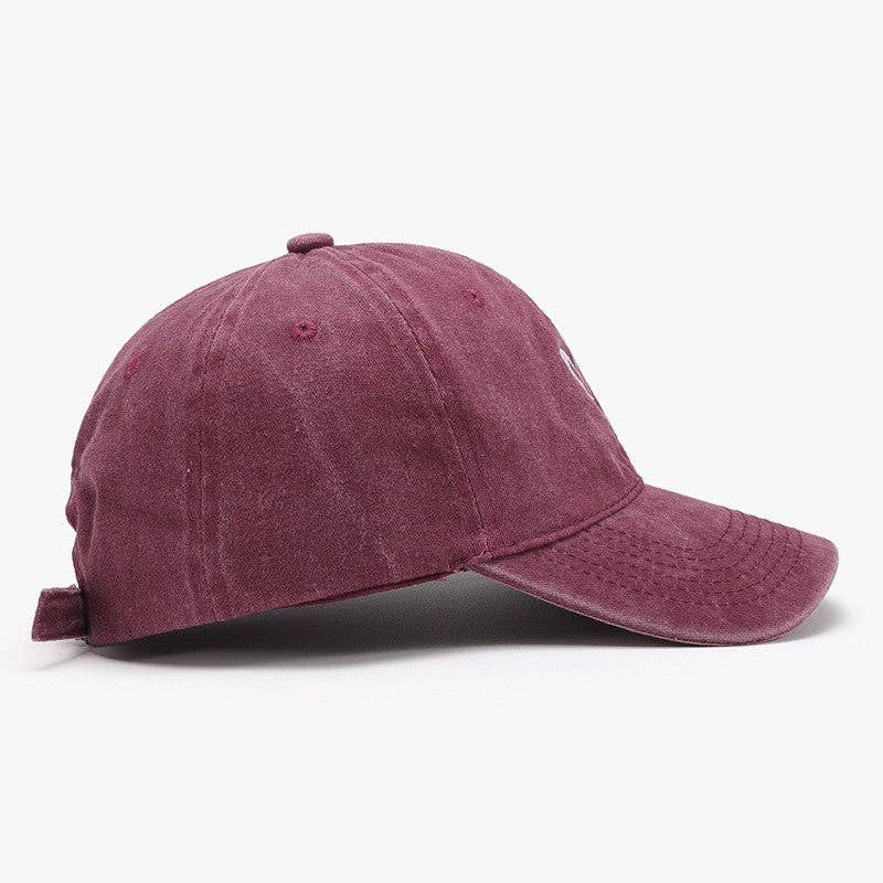 Embroidered Heart Design Washed Cotton Baseball Cap