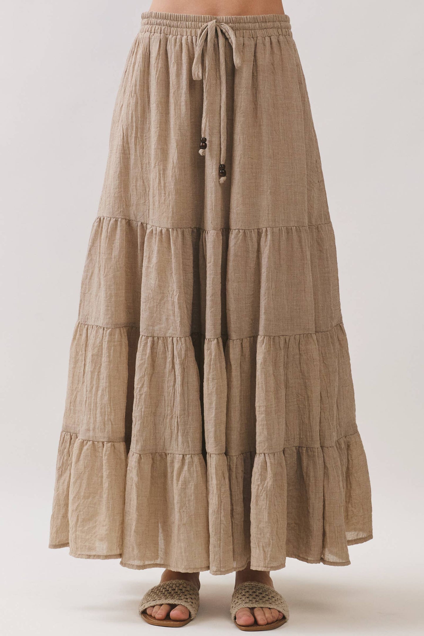 Tiered Coconut Tie Detail Maxi Skirt - Final Touch