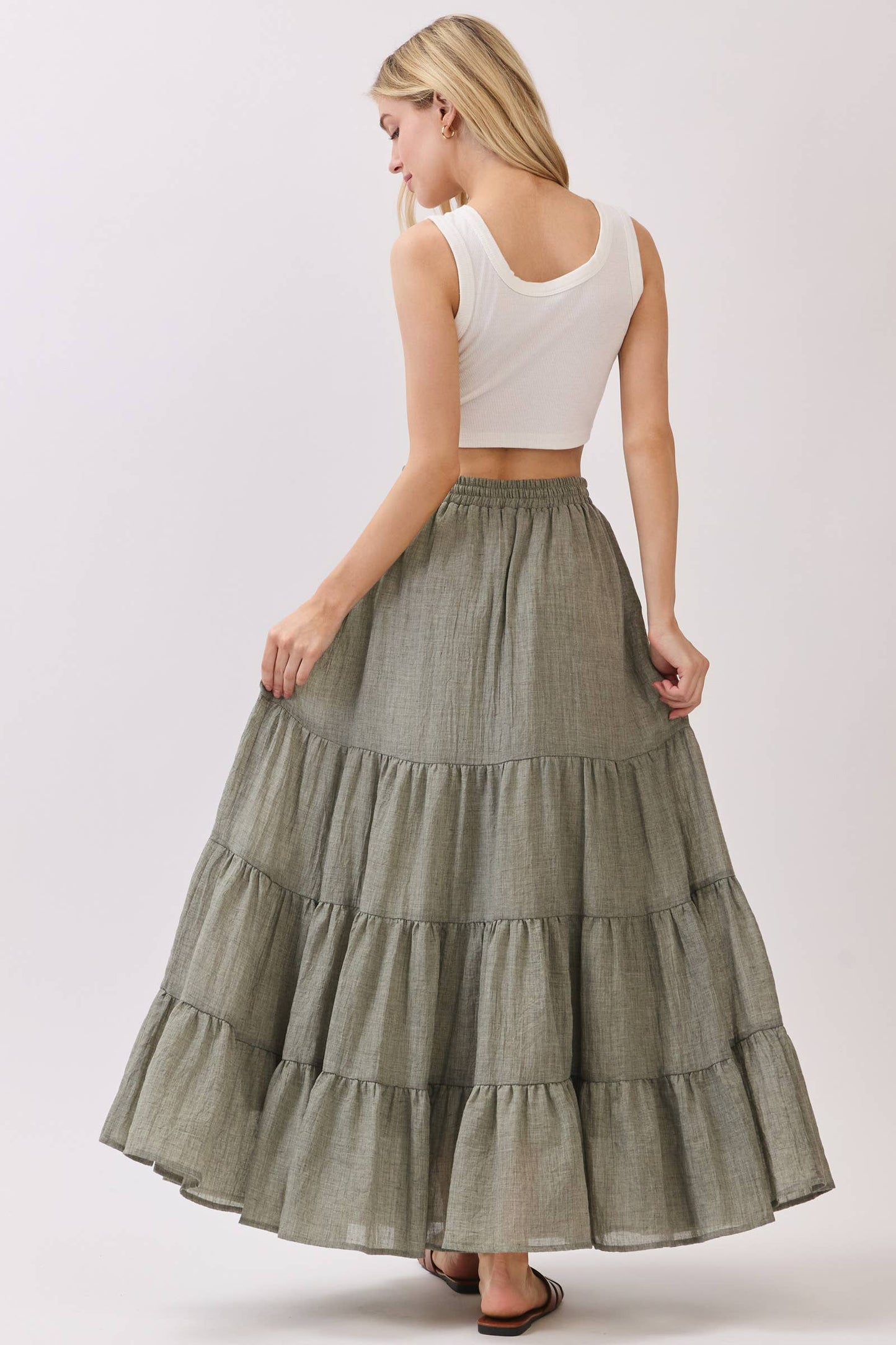 Tiered Coconut Tie Detail Maxi Skirt - Final Touch