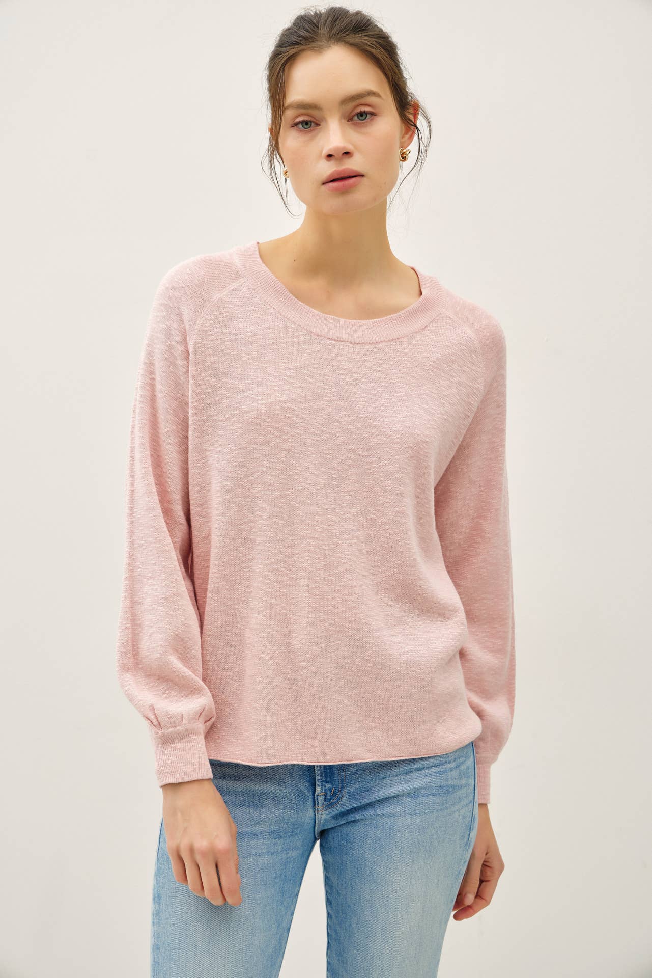 Be Cool - RAGLAN LONG SLEEVE PULLOVER SLUB YARN KNIT SWEATER