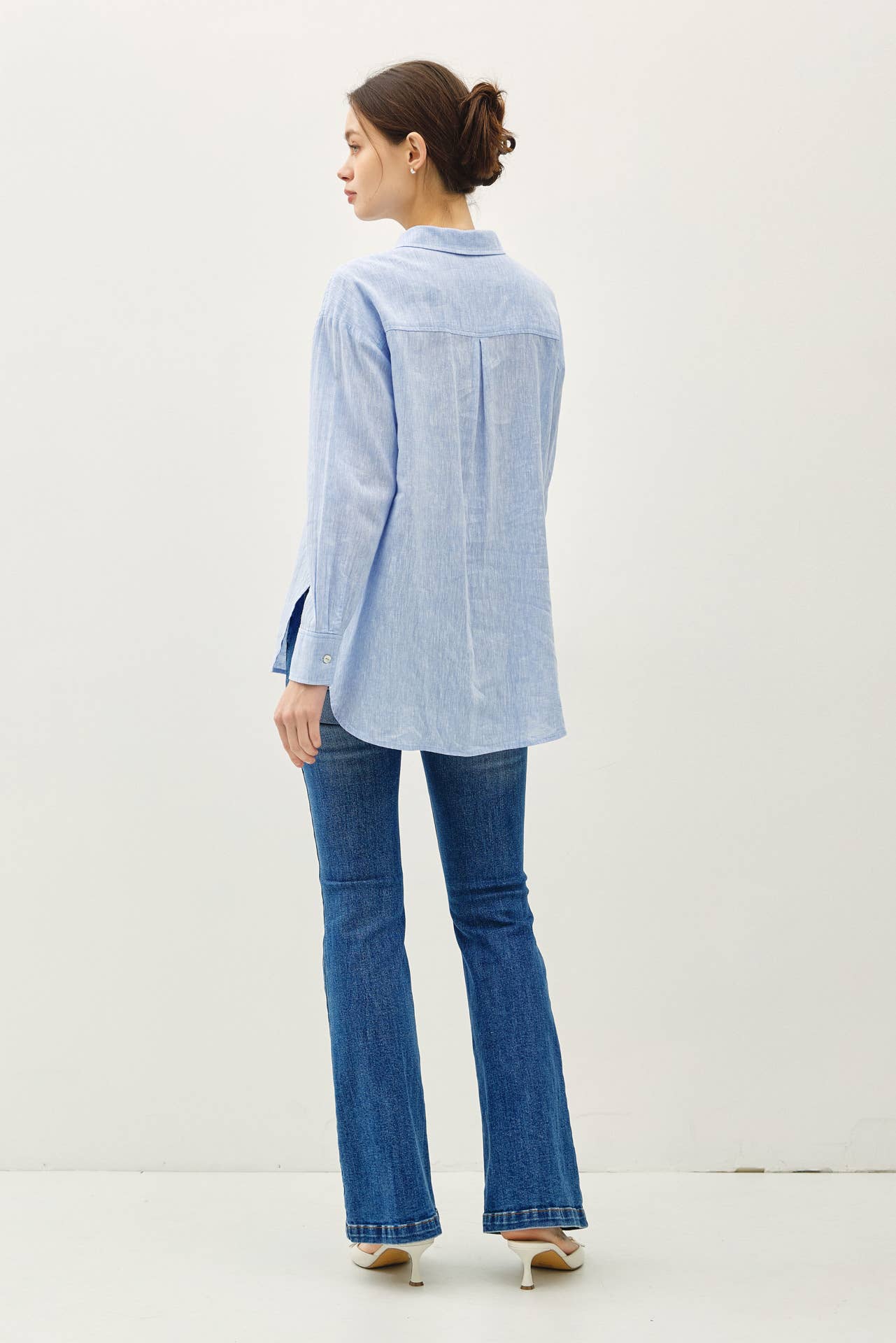 Be Cool - COTTON LINEN BLEND LONG SLEEVE BUTTON UP SHIRT