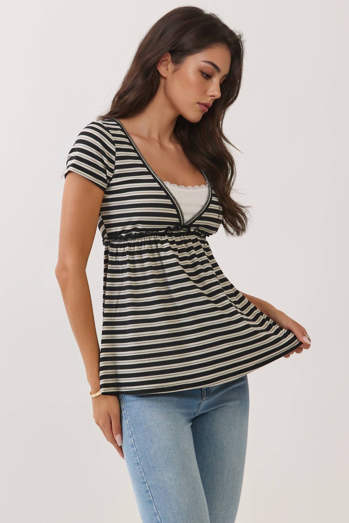 SURPLUS EMPIRE BABYDOLL SHORT SLEEVE TOP - Heart & Hips