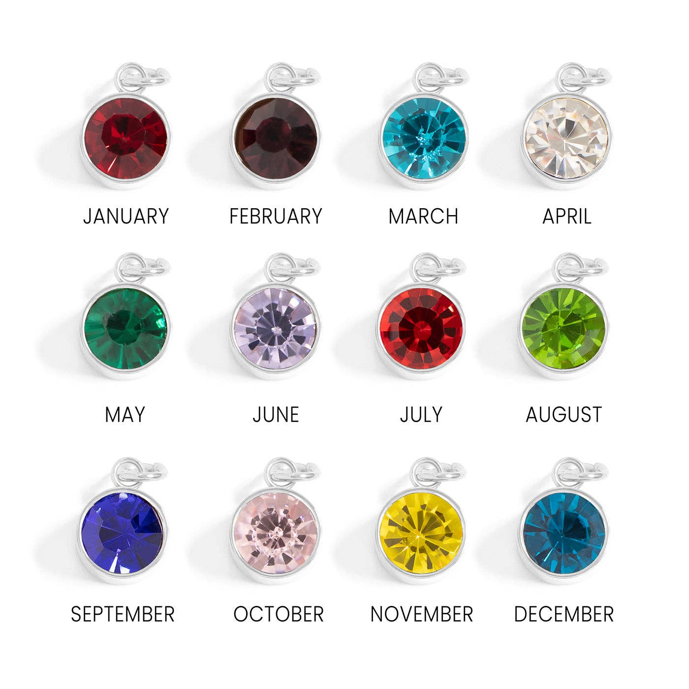 Stainless Steel Round Birthstone Charm (8mm)