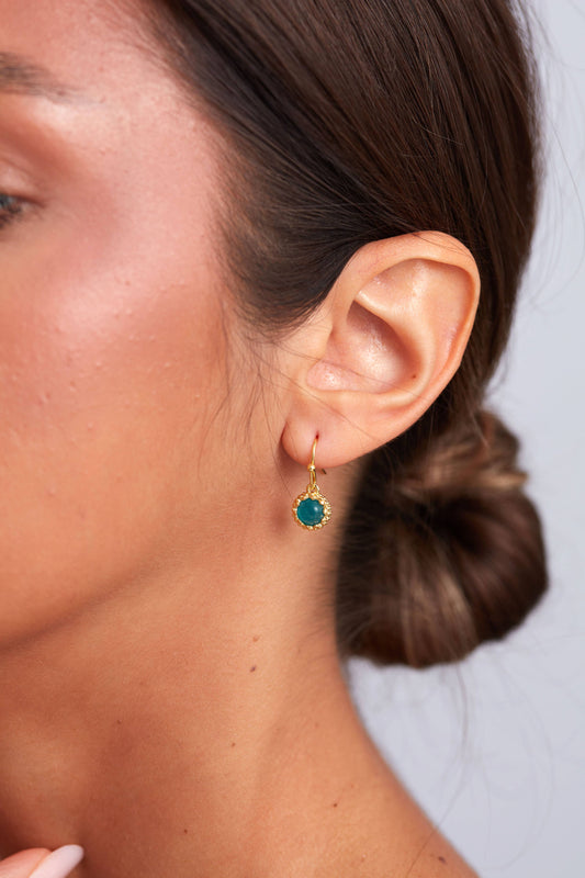 Schmuckoo Berlin -  Dove Earring Gold Plated - Neon Blue Jade