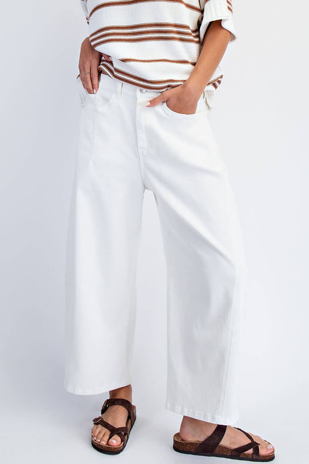 COTIERRA - MID RISE BARREL COTTON TWILL JEANS