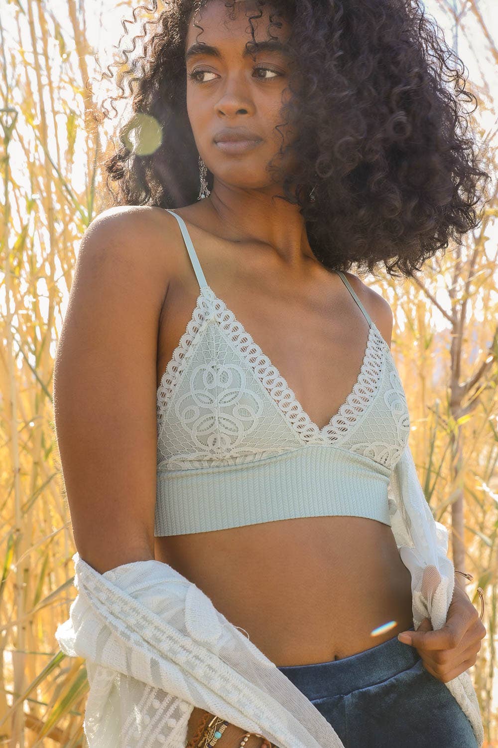 Leto Accessories - Lace Longline Seamless Bralette - Everyday Classic Style