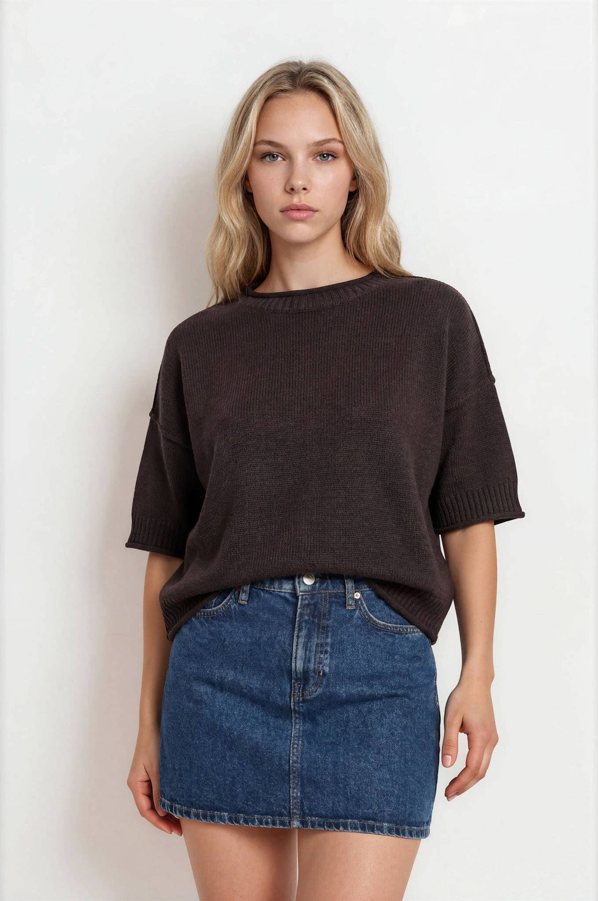 EXPOSED SEAM DROP SHOULDER SHORT SLEEVE PULLOVER - Blu Pepper
