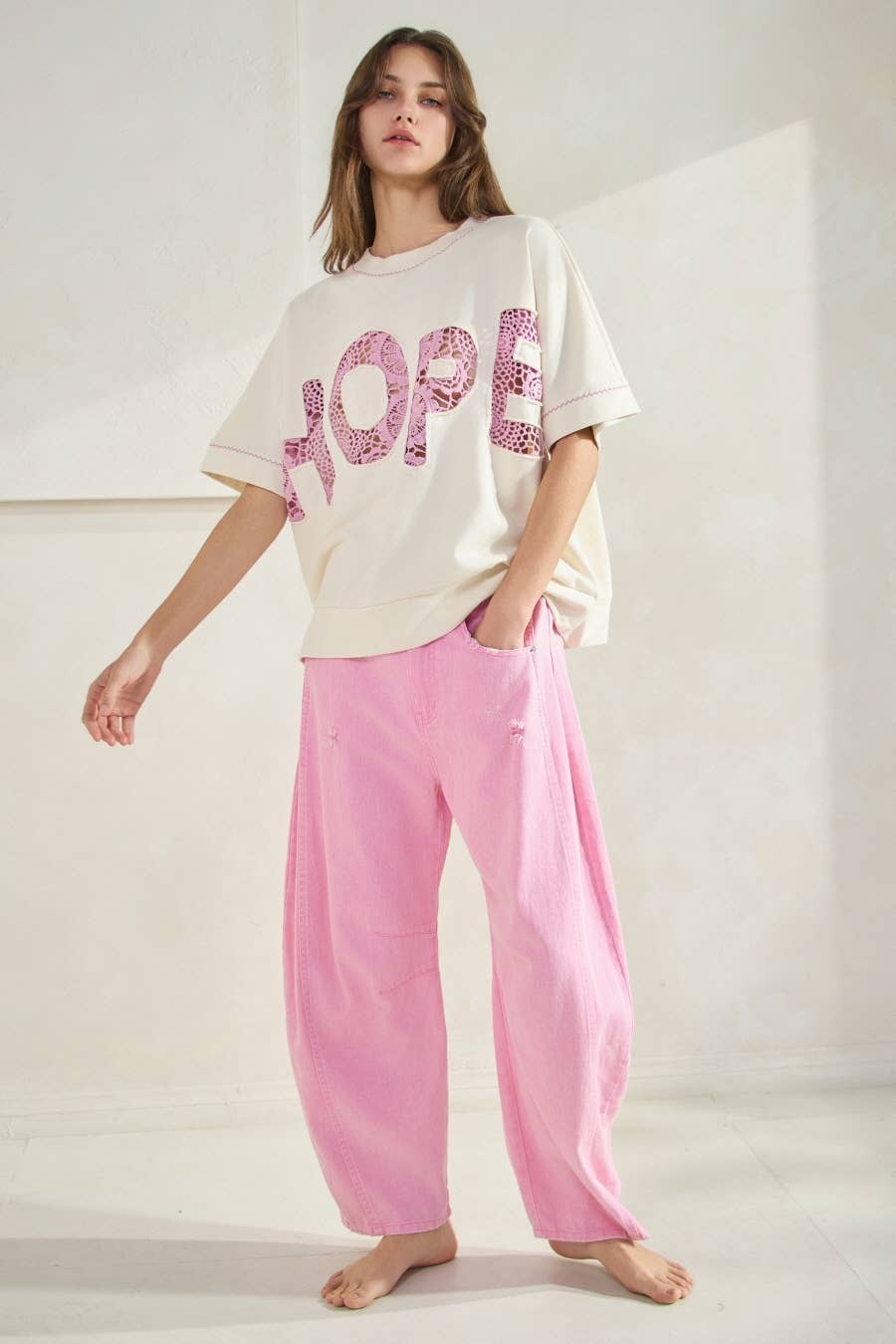 Oddi - Acid Washed Colored Barrel Denim Pants