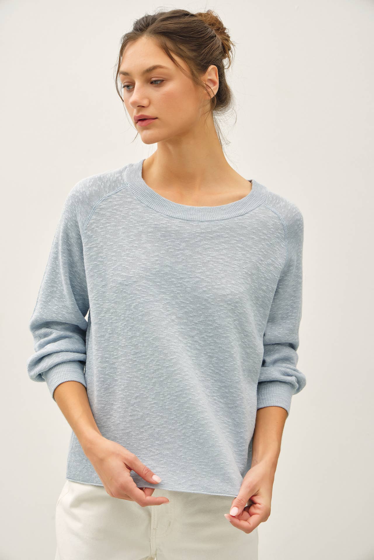 Be Cool - RAGLAN LONG SLEEVE PULLOVER SLUB YARN KNIT SWEATER