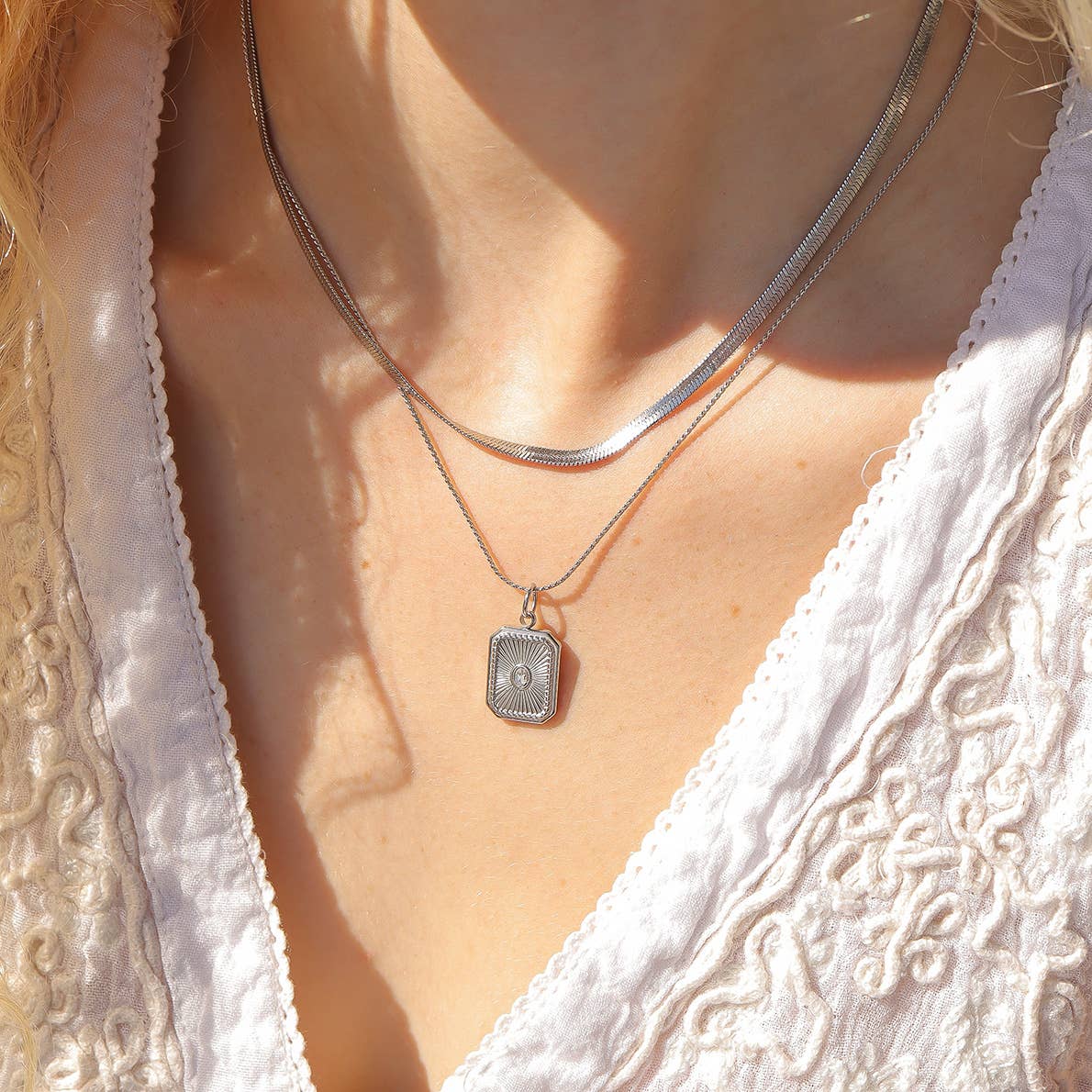 Stainless Steel Herringbone Chain Necklace