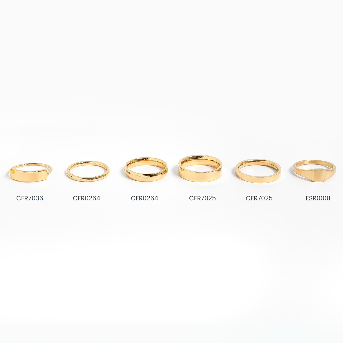 18K Gold Stainless Steel Blank Flat Band Ring - WJW