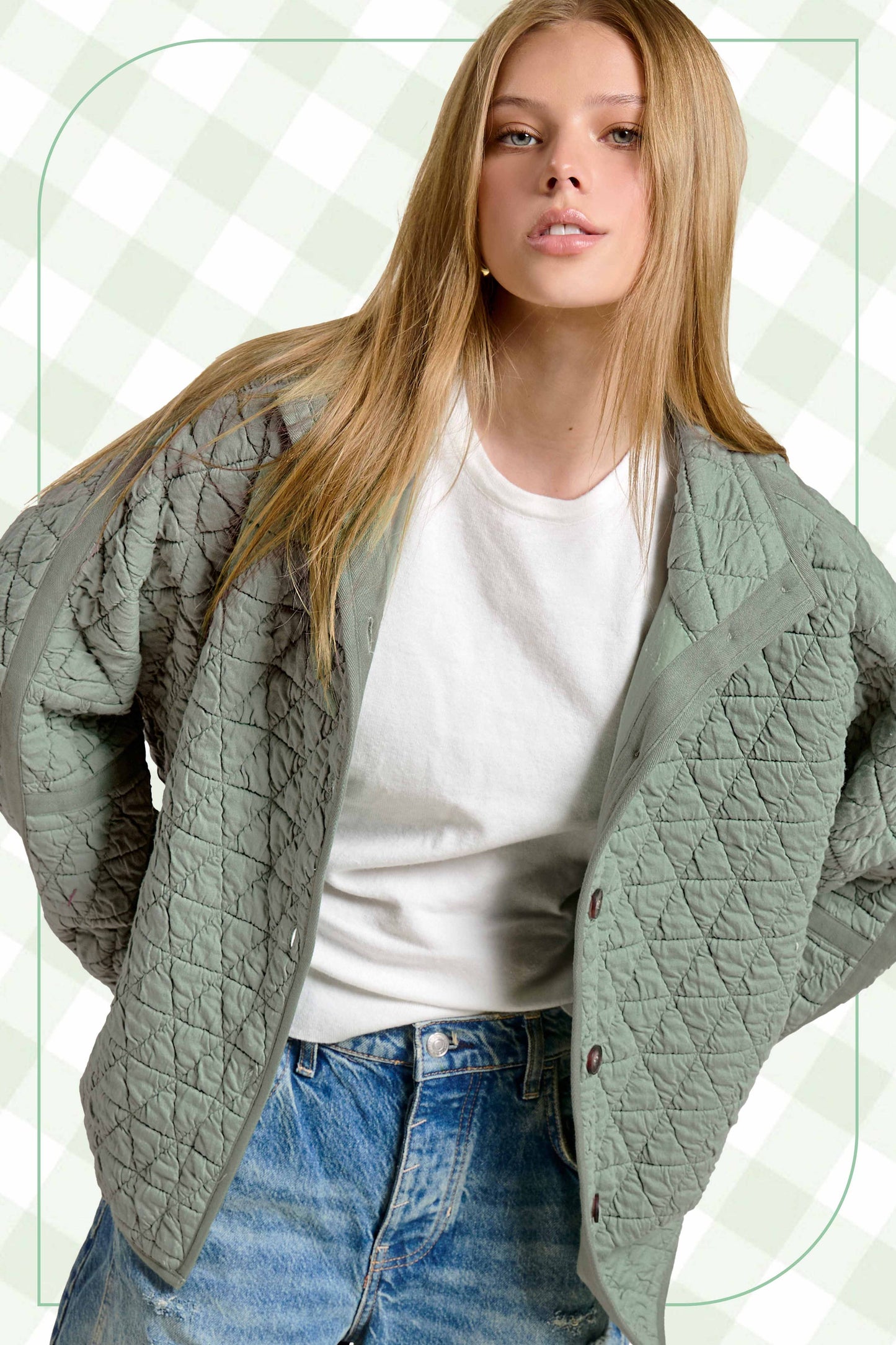 La Miel - JKT1787-Oversized Soft Quilted Button Down Jacket