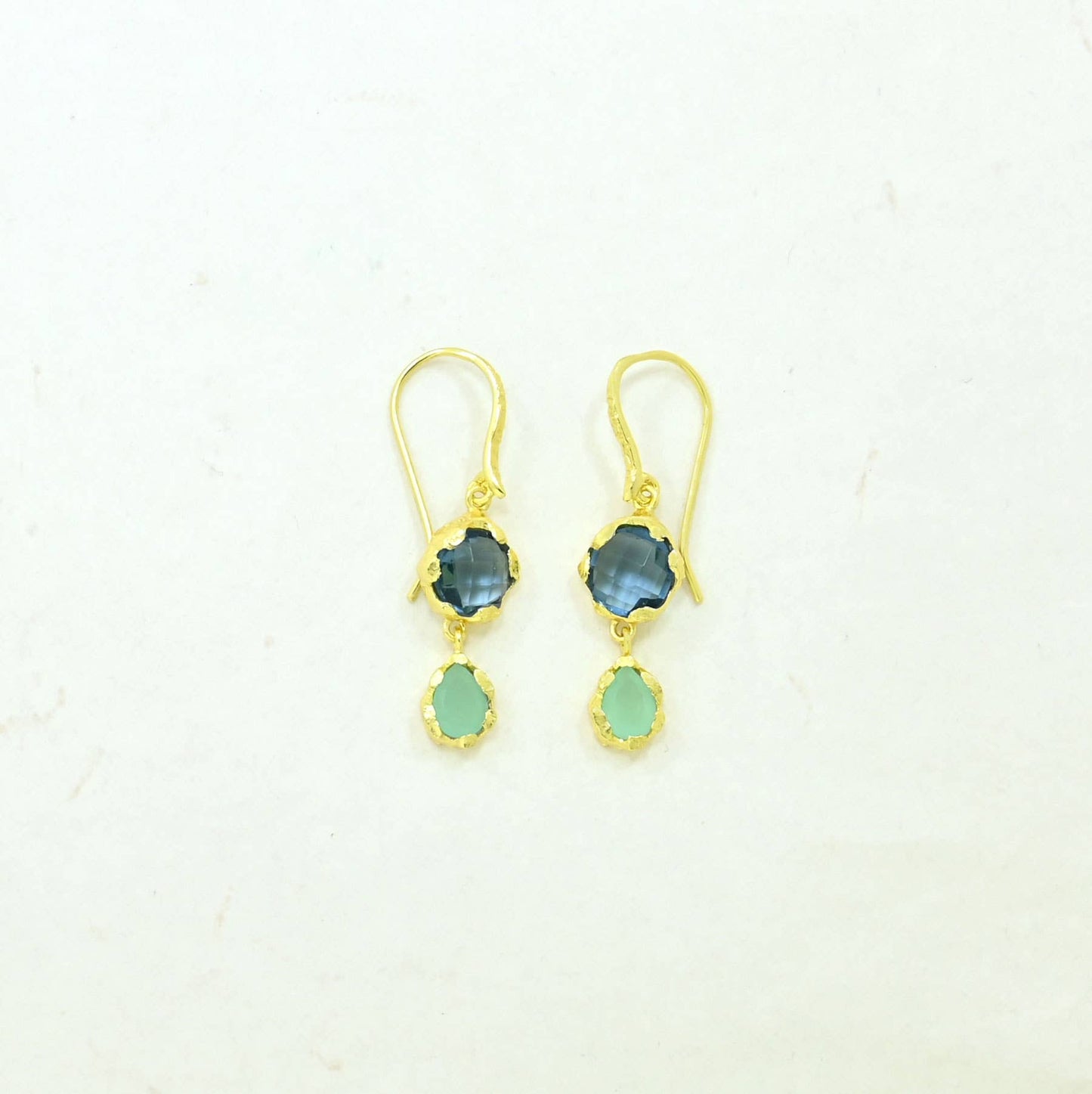 Schmuckoo x Noyre Berlin - Nerina Earring Gold Plated - Blue Iolite & Aqua Chalcedony