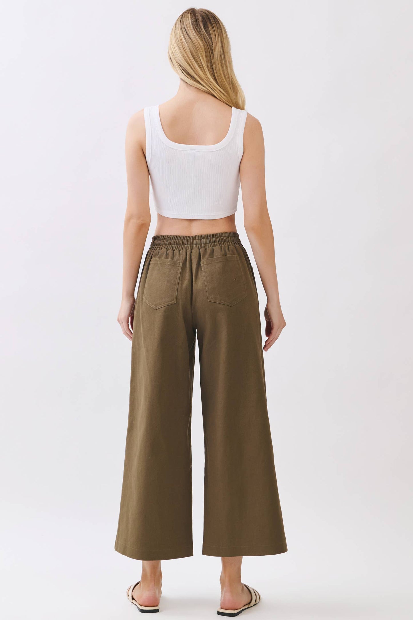 COTTON SPAN WIDE LEG PANTS - Final Touch
