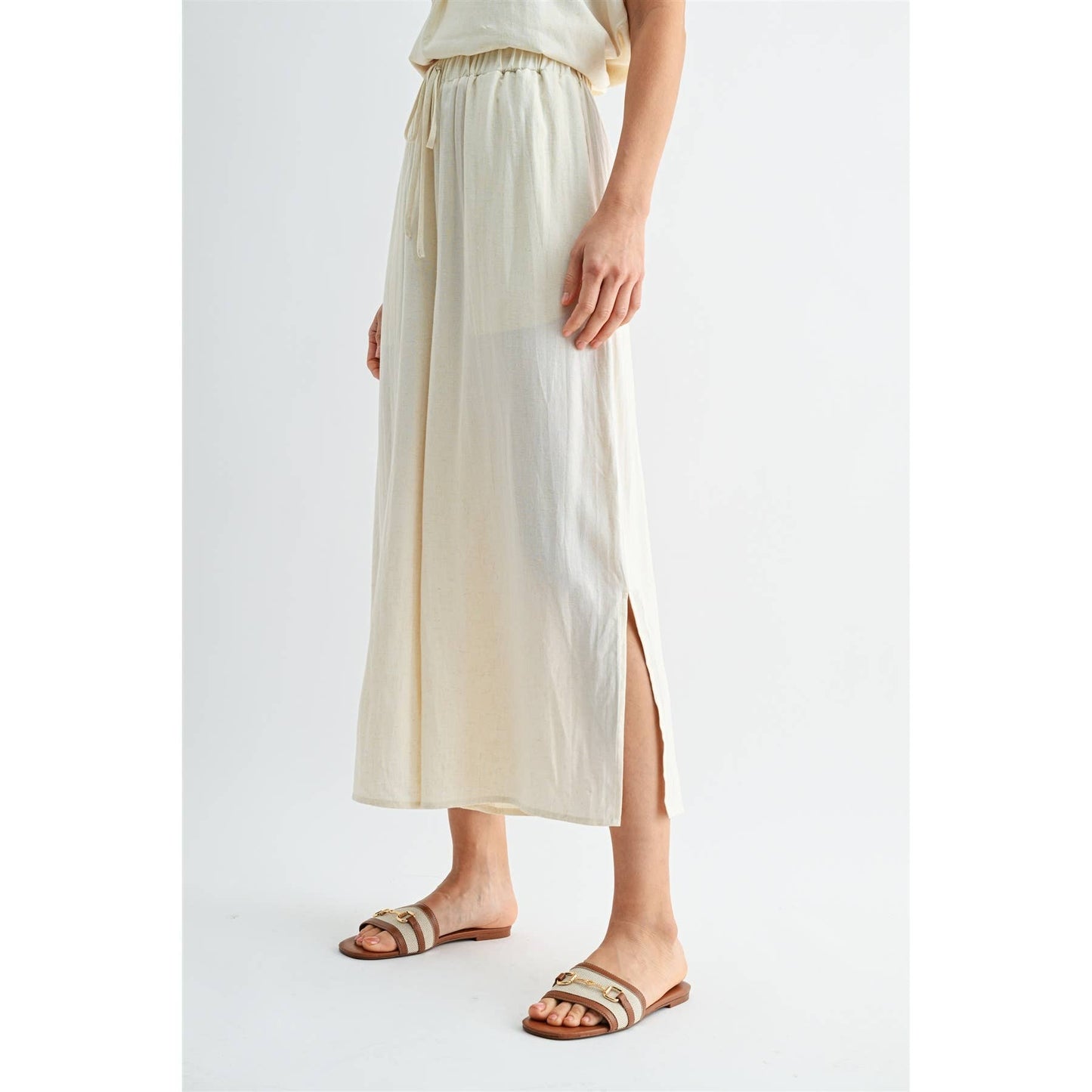 FUN2FUN - SIDE SLIT LINEN PANTS