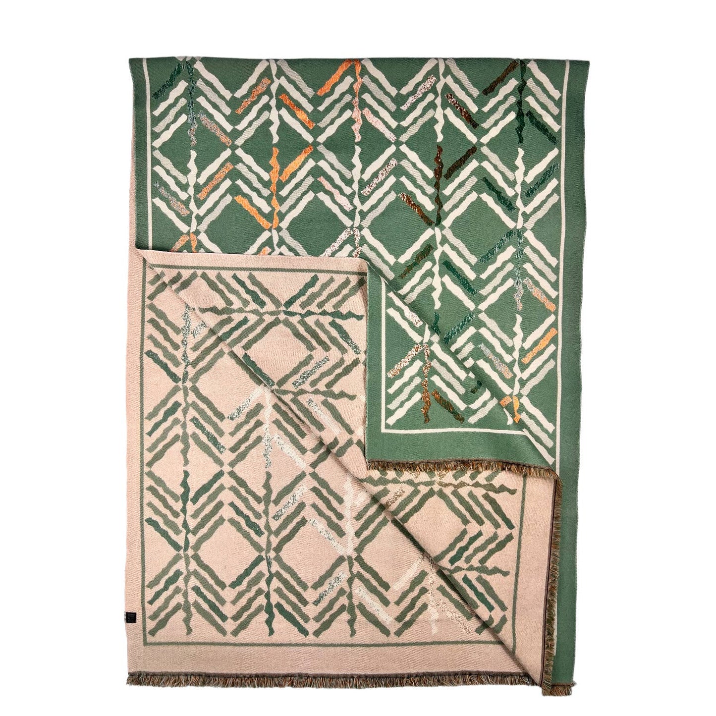 Reversible Arrow Print Fringe Scarf