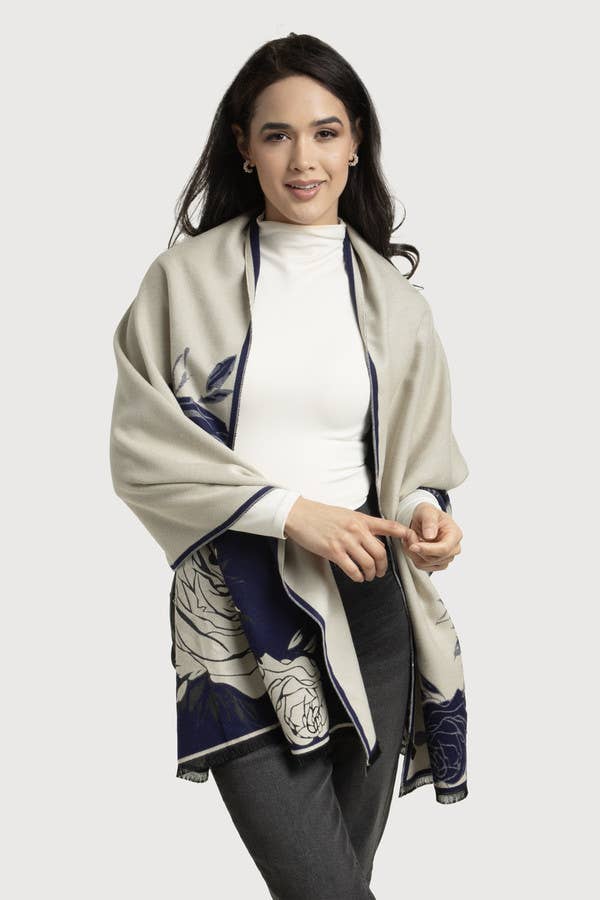 SAACHI - Bold Floral Reversible Scarf