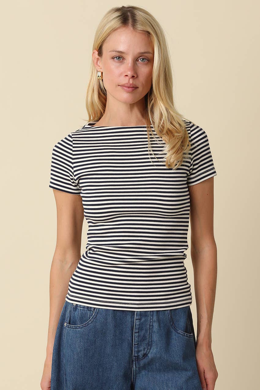 Olivaceous - Kate Striped Fitted Top