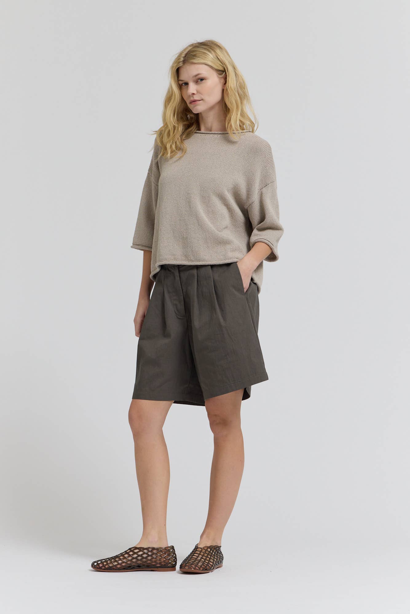 Grade & Gather - 42221 - ROLLED EDGE LOOSE FIT SWEATER TOP