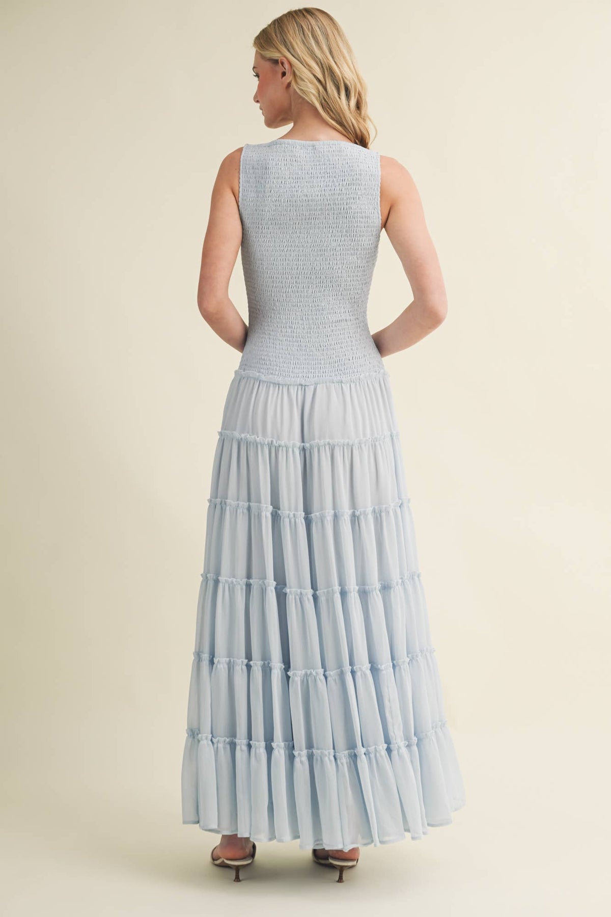Mustard Seed - Smocked Boat Neck Tiered Maxi Dress