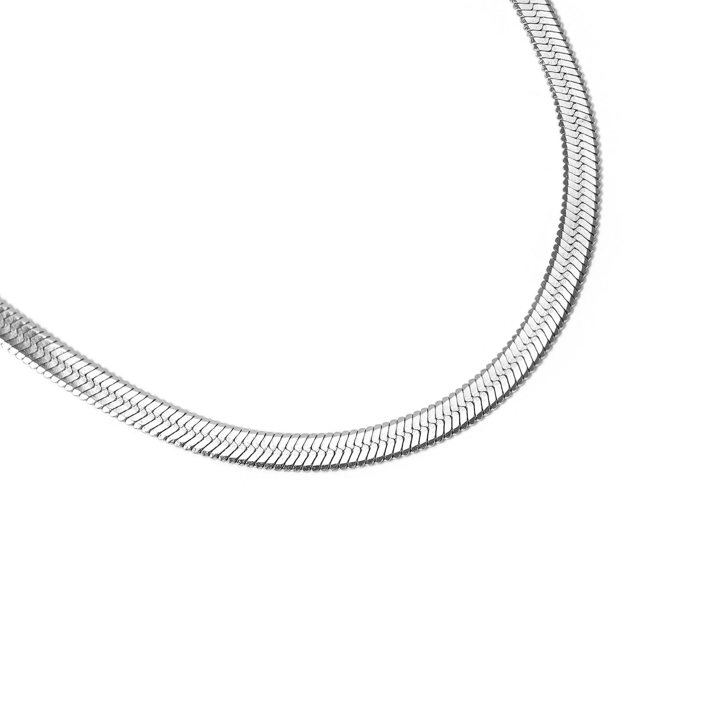 Stainless Steel Herringbone Chain Necklace